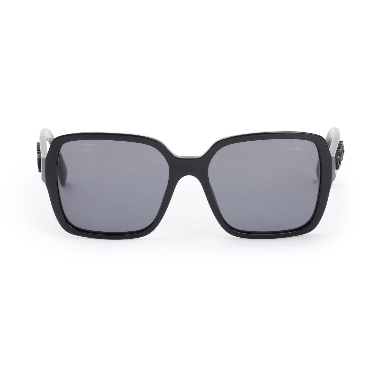 Chanel 5408 Black Acetate Logo Polarized Square Sunglasses