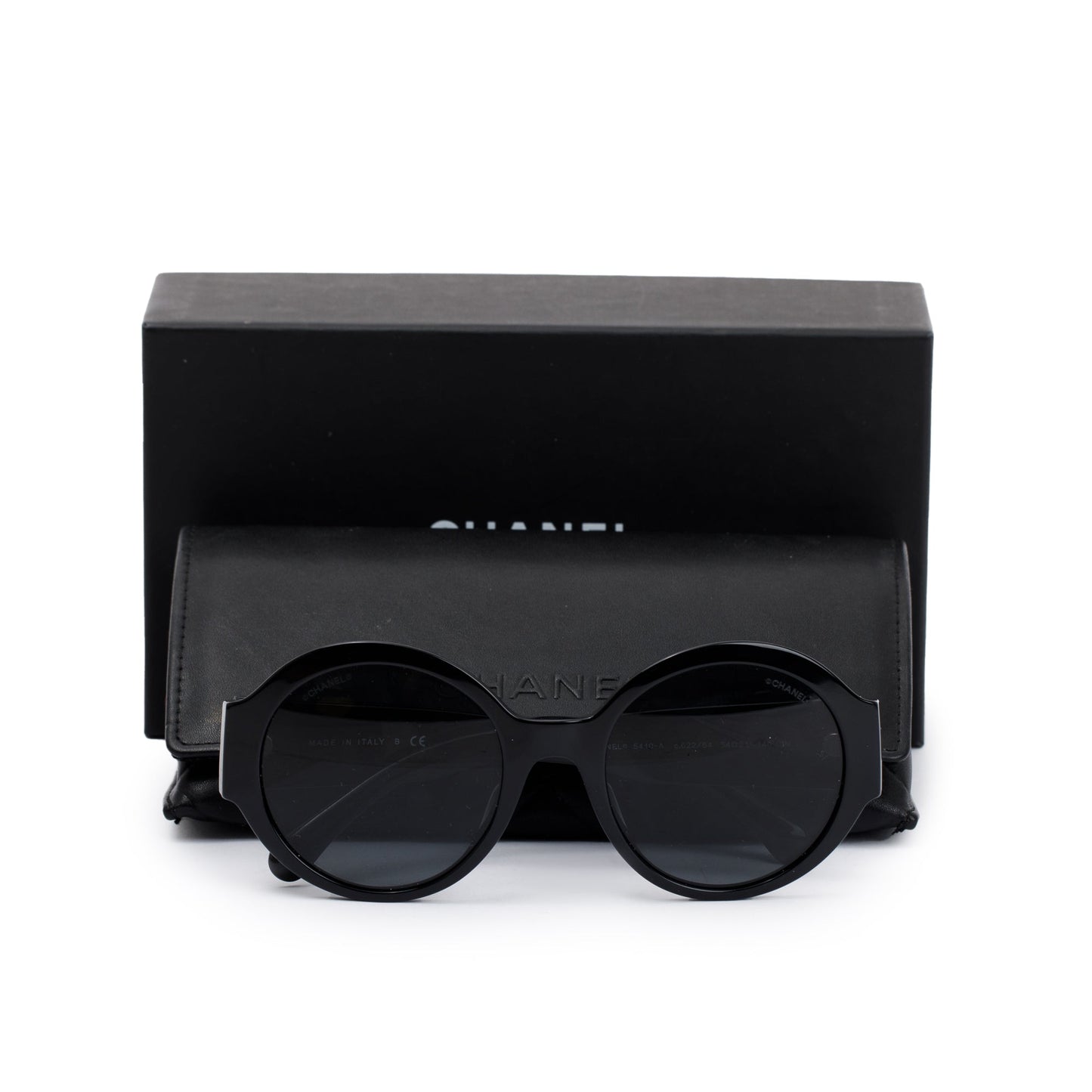 Chanel 5410-A Black Acetate Logo Round Sunglasses