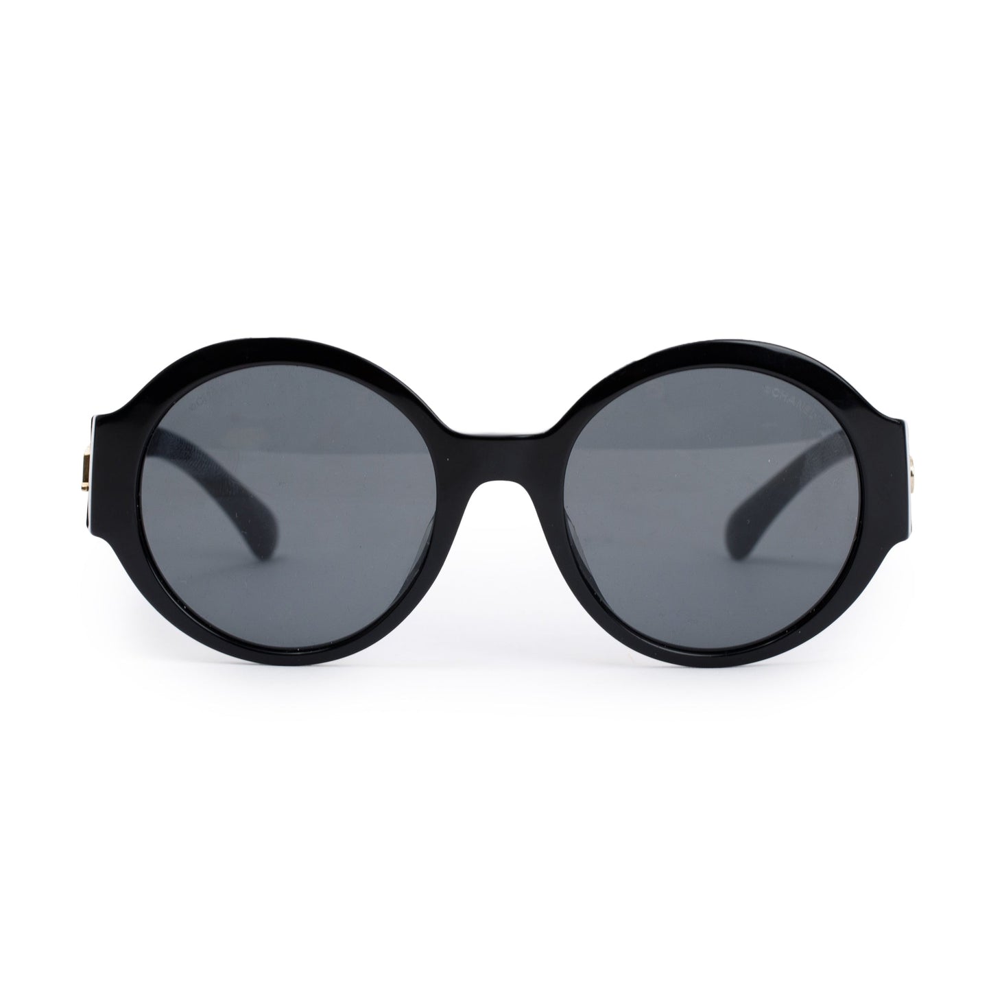 Chanel 5410-A Black Acetate Logo Round Sunglasses