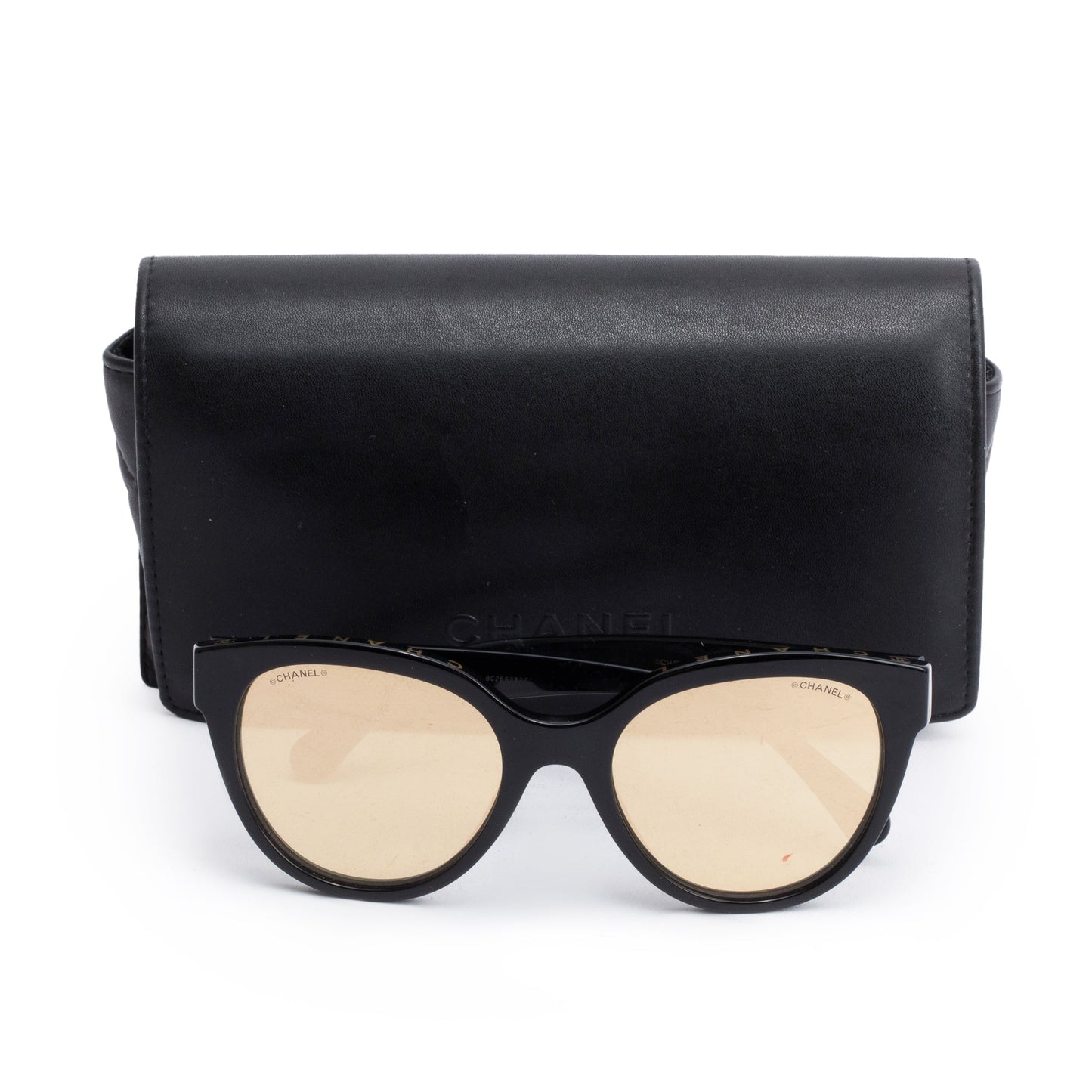 Chanel 5414 Black Acetate CC Logo Butterfly Mirrored Sunglasses