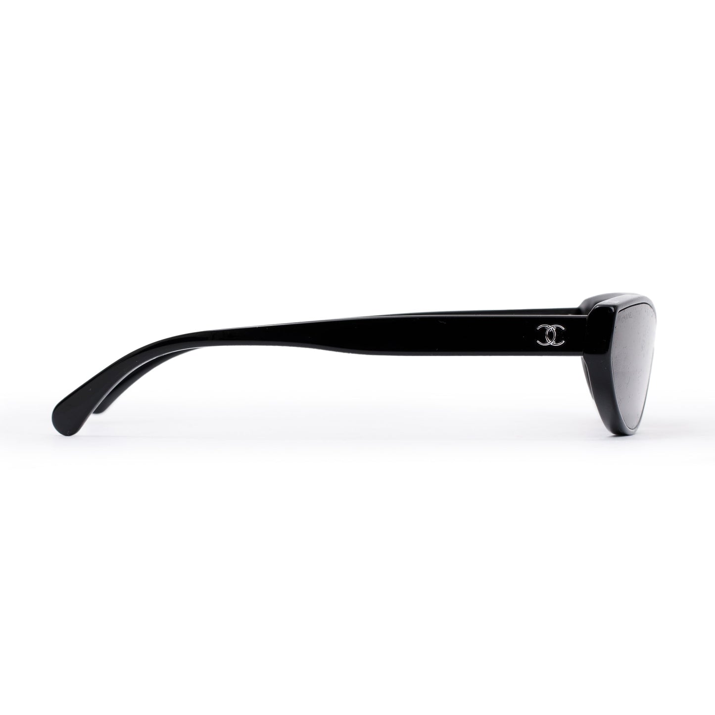 Chanel 5415-A Black Acetate CC Logo Oval Sunglasses