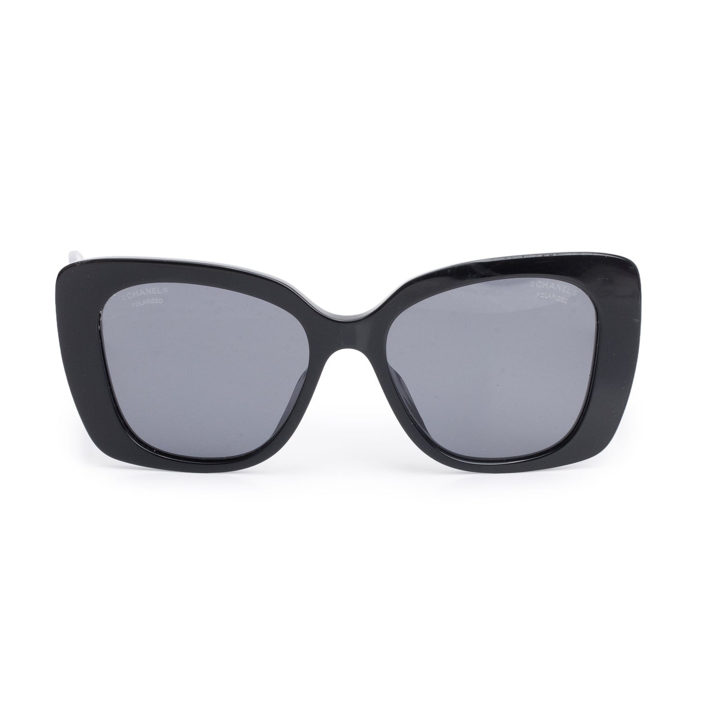 Chanel 5422-B-A Black Acetate Strass Logo Square Sunglasses
