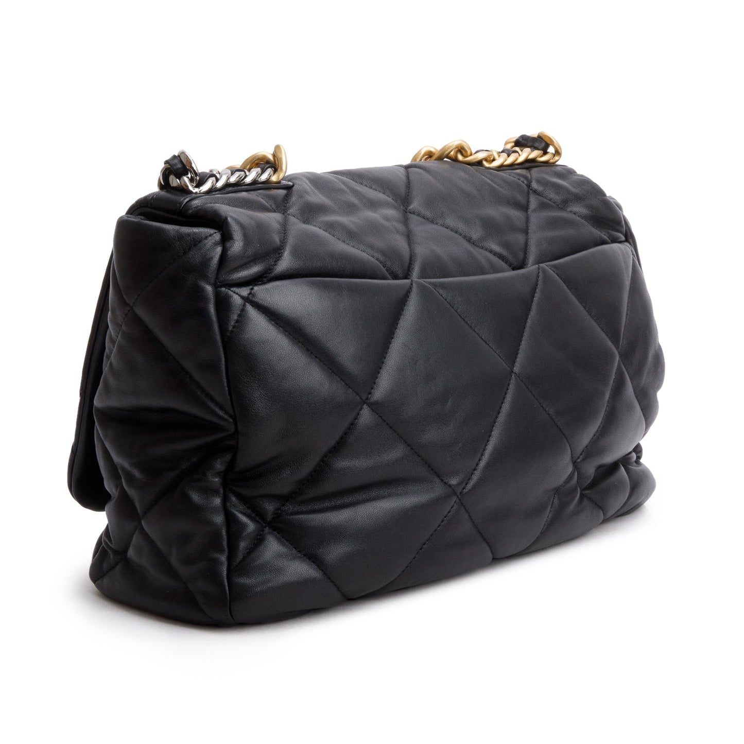 Chanel Black Lambskin Leather Maxi 19 Flap Bag