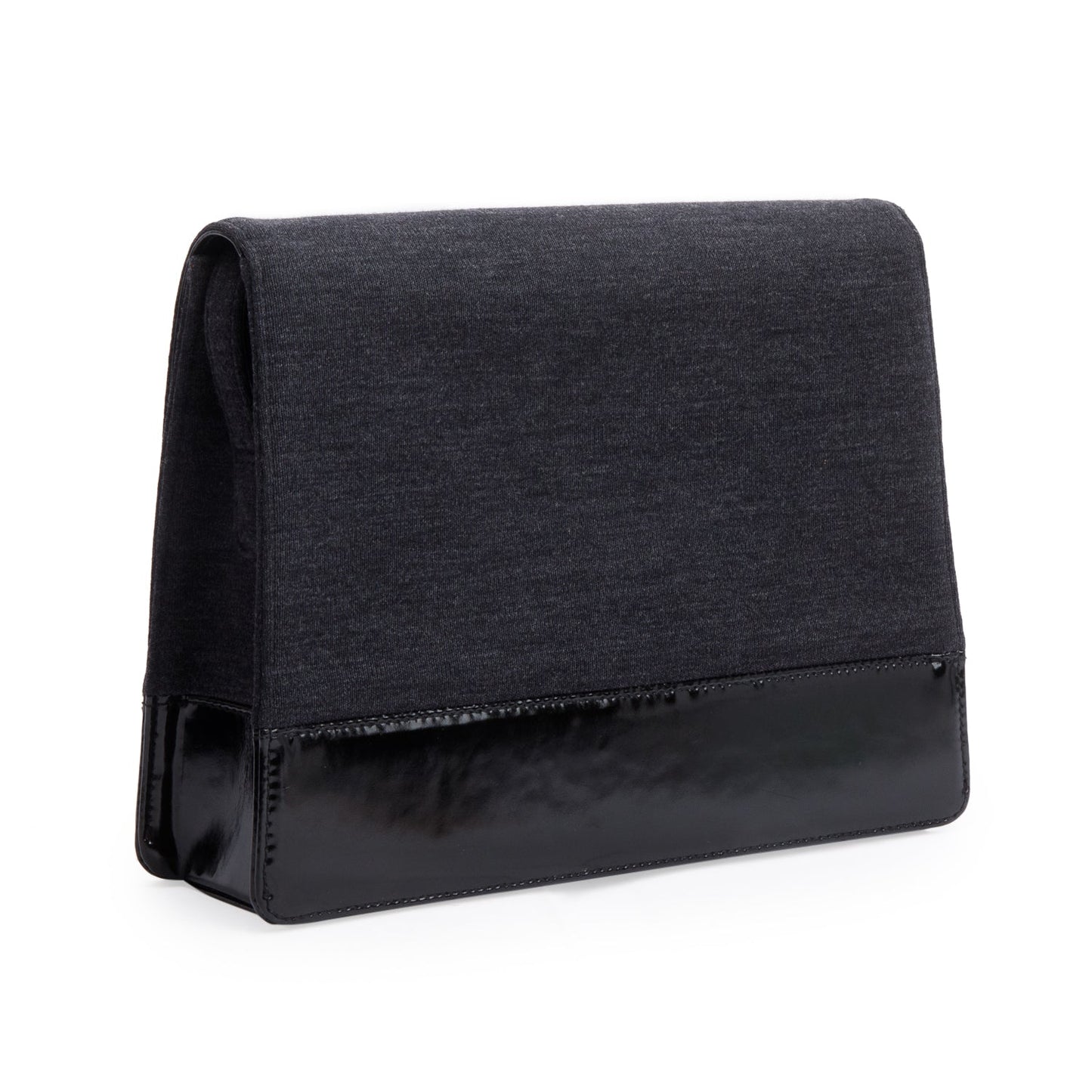 Chanel Grey Jersey Patent Leather CC Flap Shoulder Bag