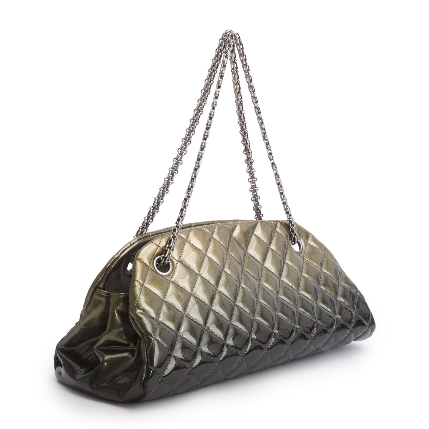 Chanel Green Ombre Patent Leather Quilted Medium Just Mademoiselle Bowler Bag