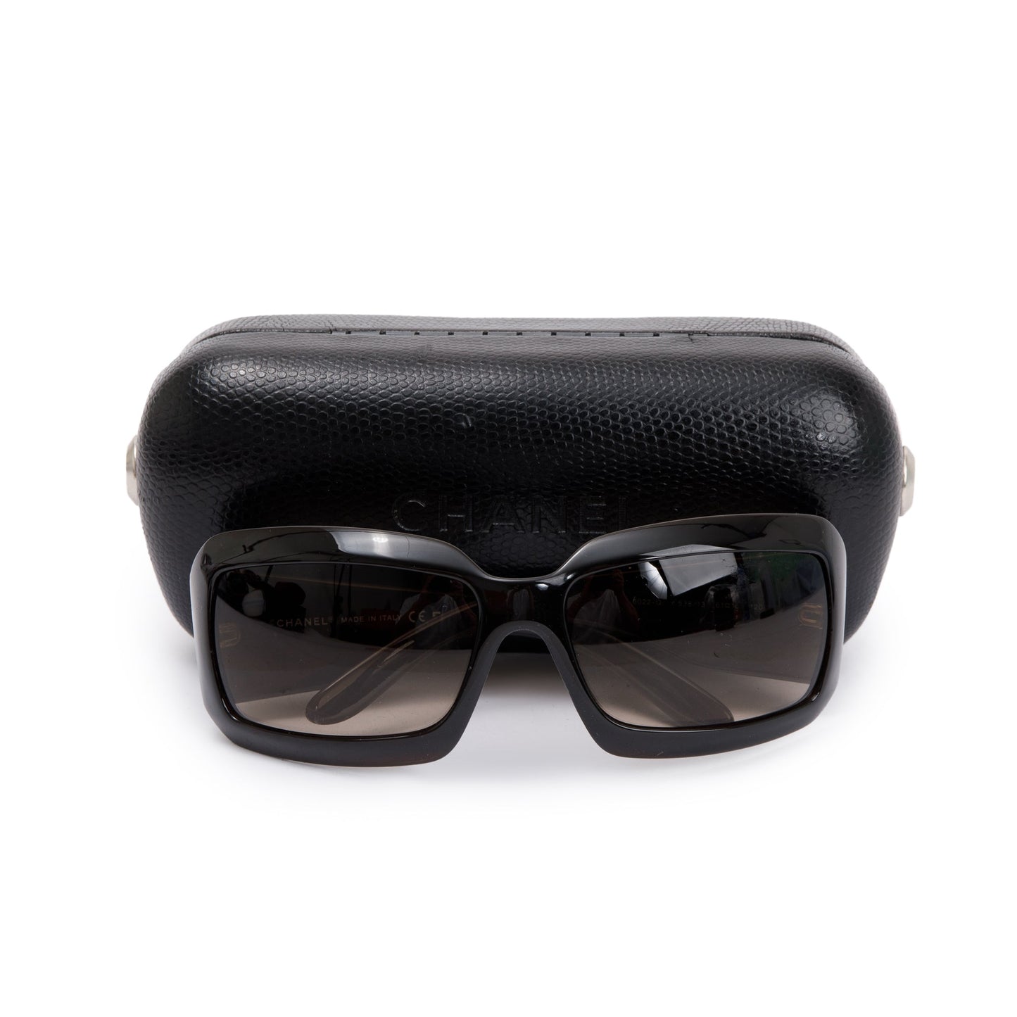 Chanel 6022-O Black Acetate Interlocking CC Logo Square Sunglasses