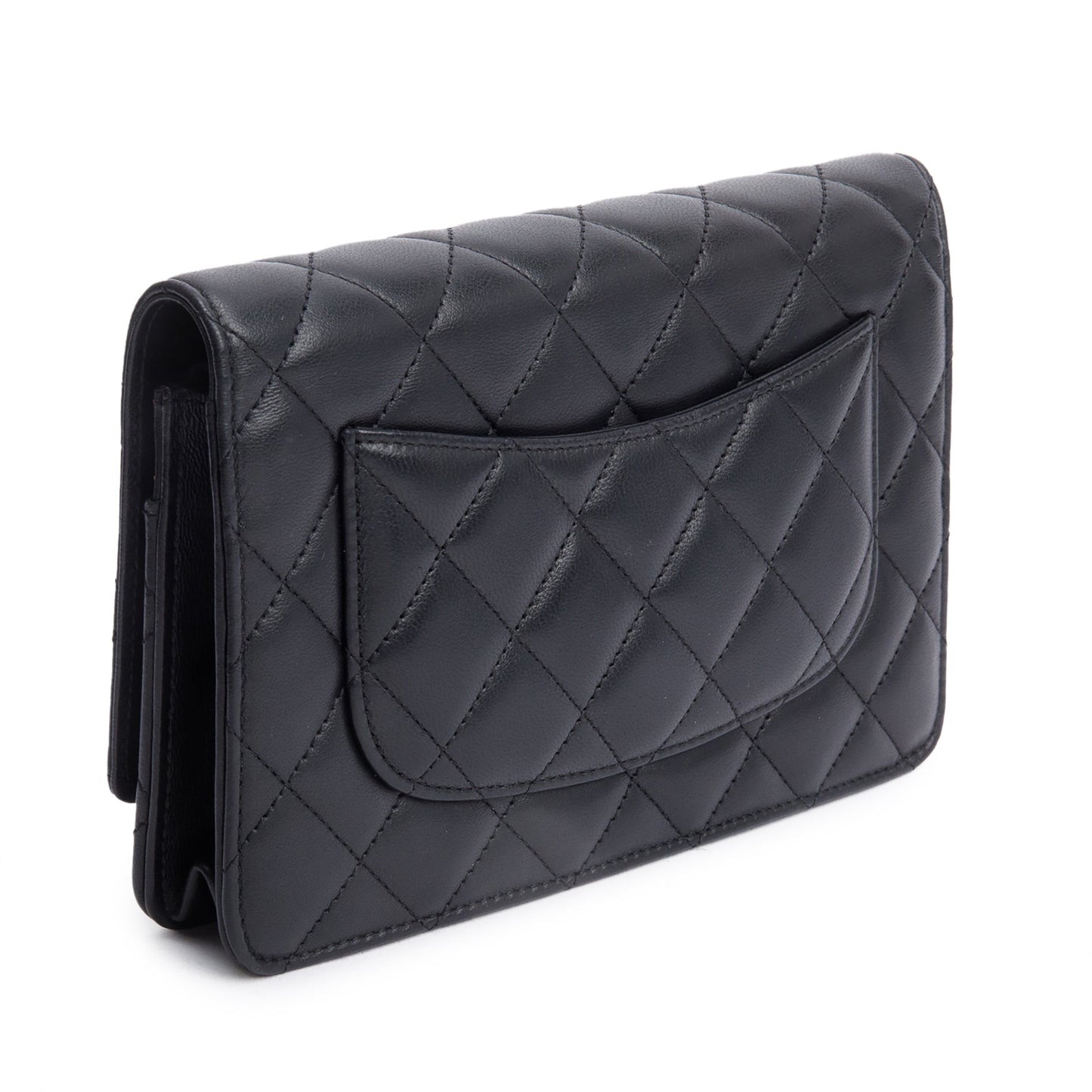Chanel Black Quilted Lambskin Leather Classic Wallet on Chain