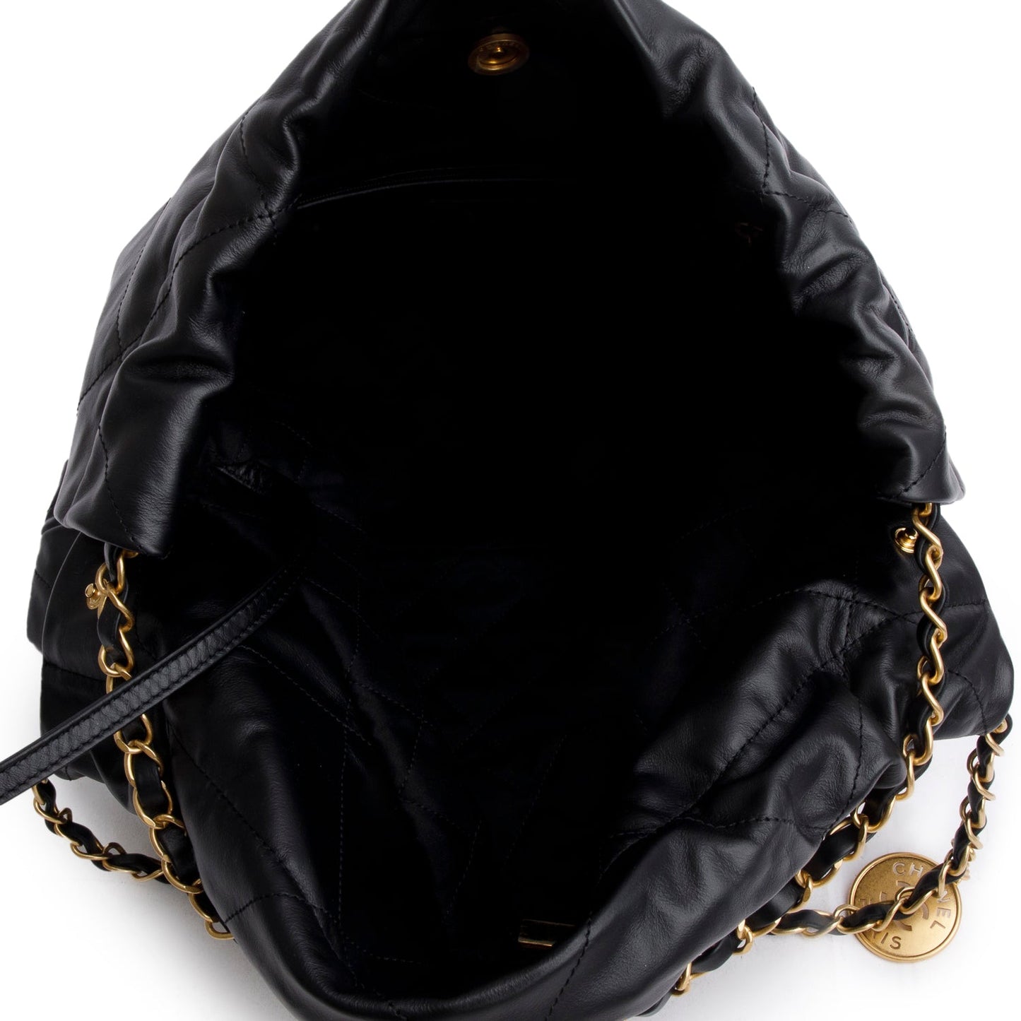 Chanel Black Calfskin Quilted Small 22 Hobo