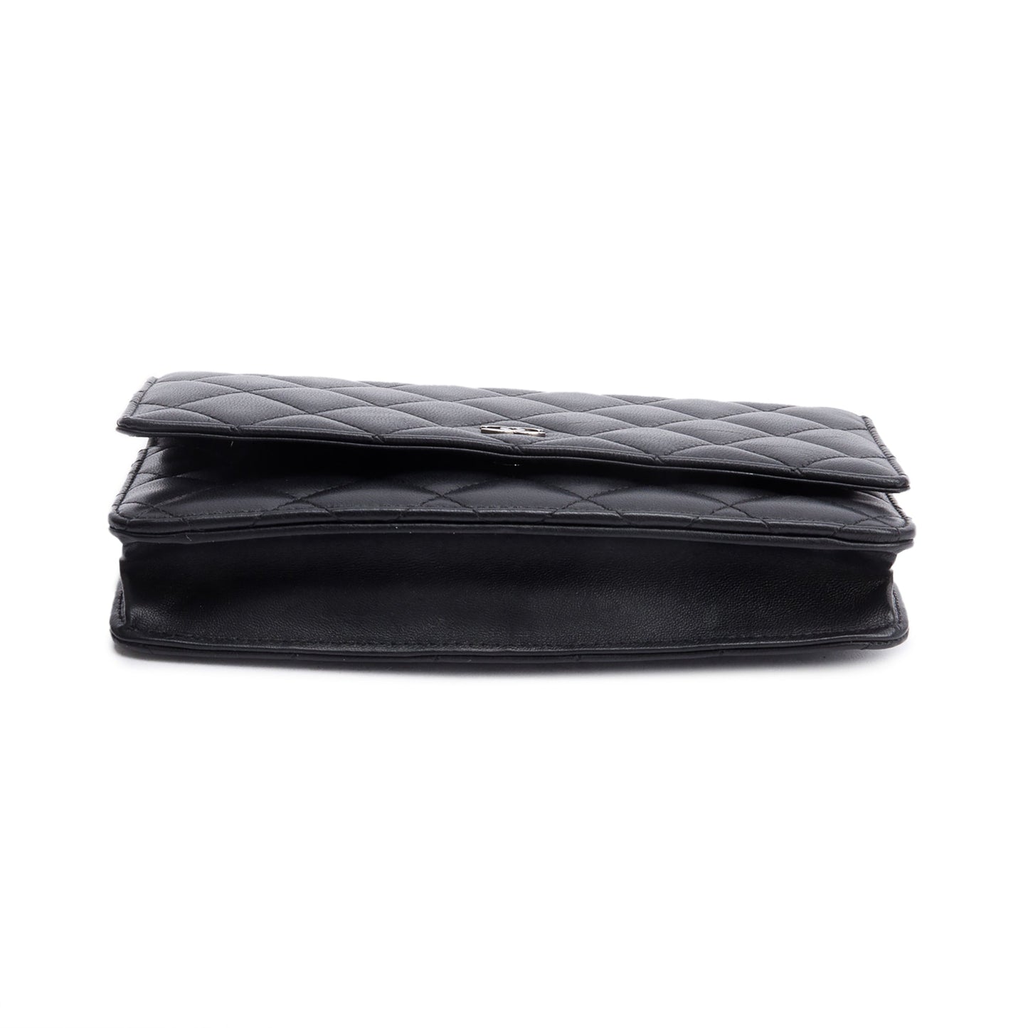 Chanel Black Quilted Lambskin Leather Classic Wallet on Chain