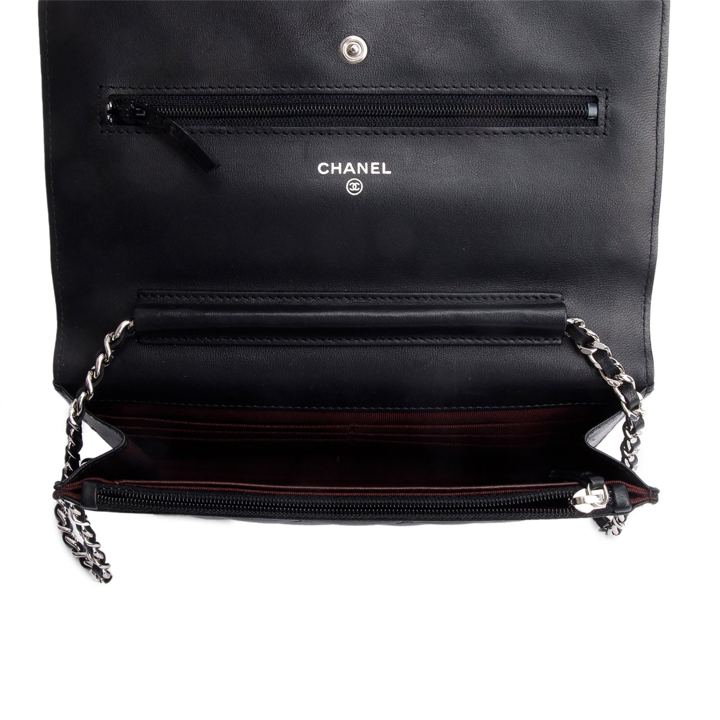 Chanel Black Quilted Lambskin Leather Classic Wallet on Chain