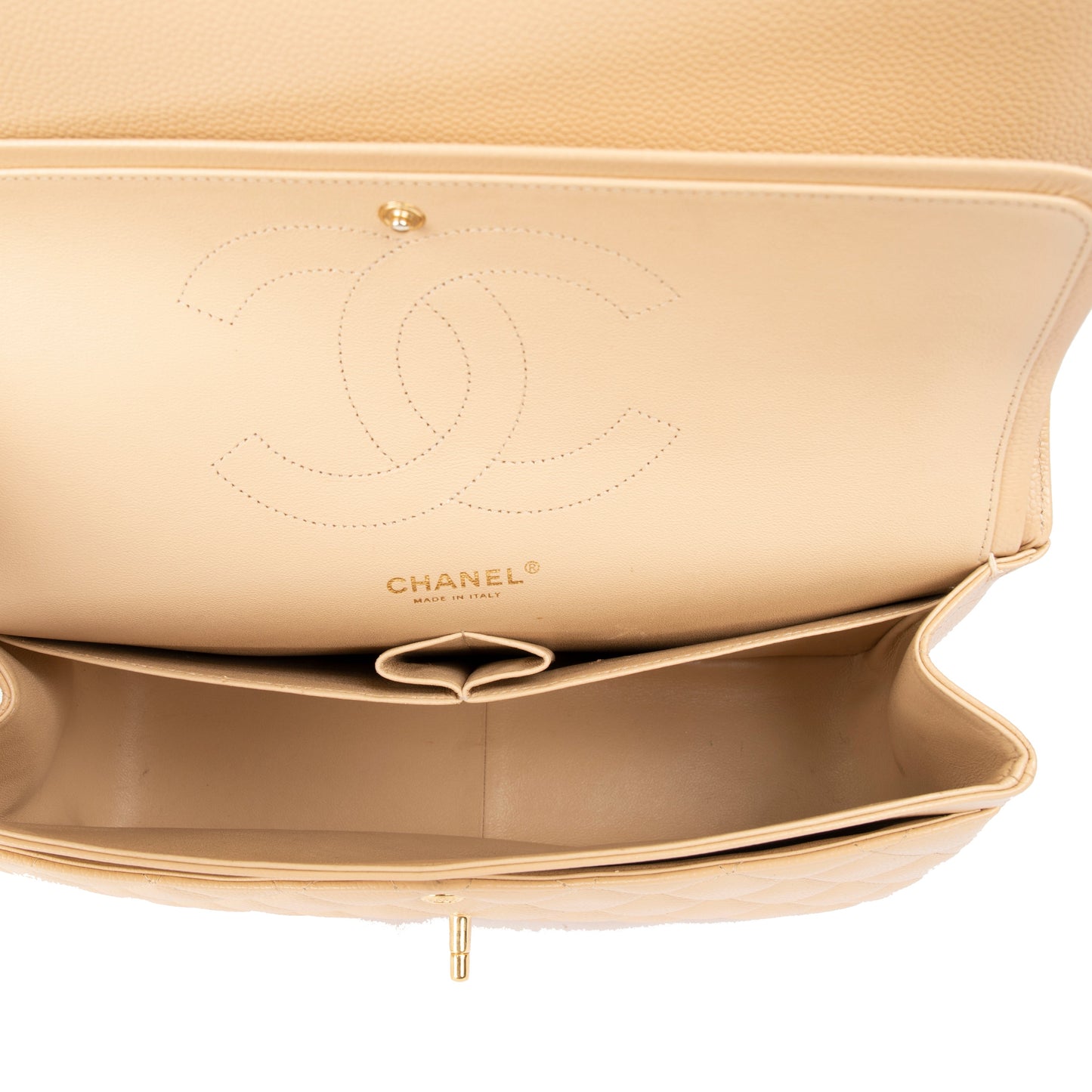 Chanel Beige Caviar Classic Jumbo Double Flap Bag