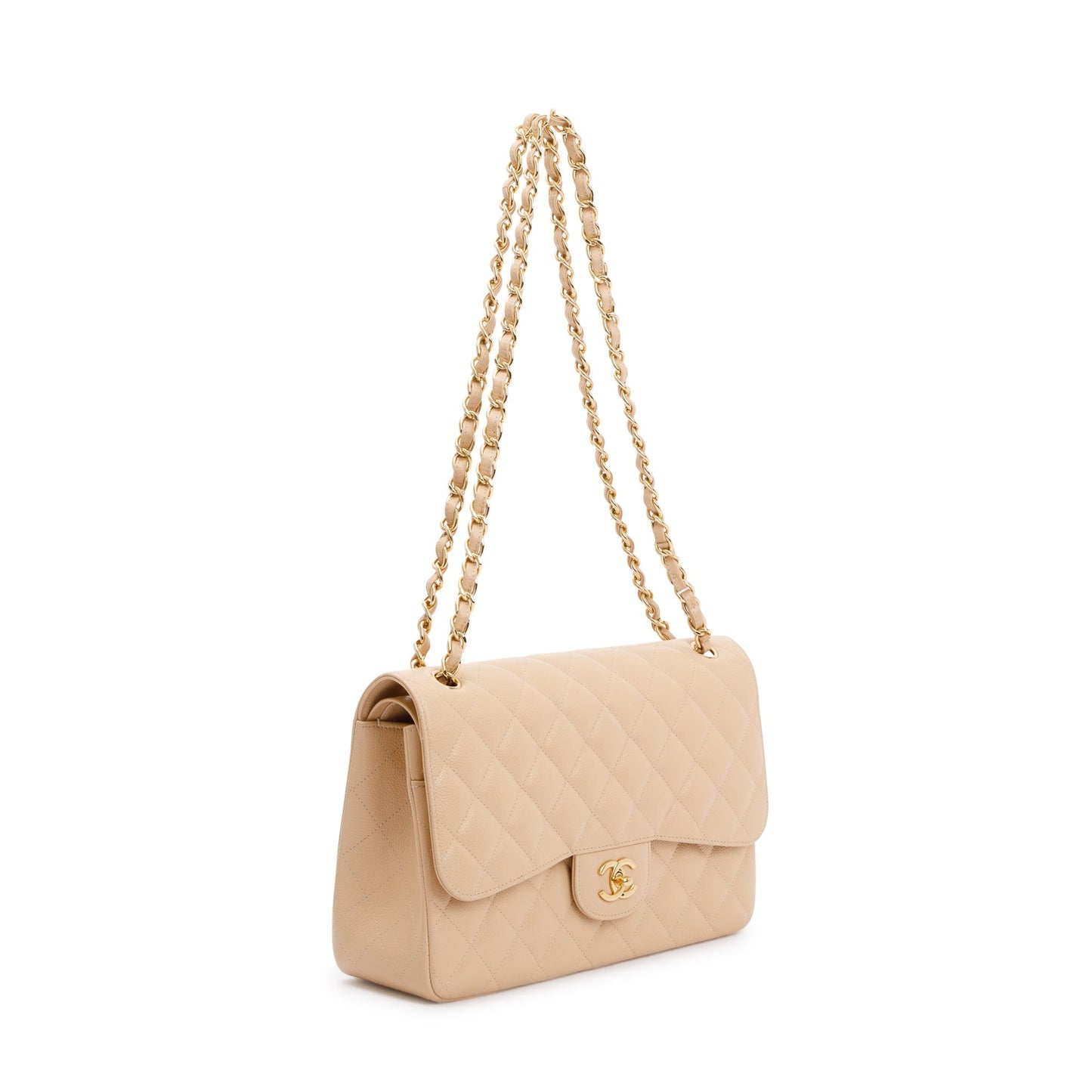 Chanel Beige Caviar Classic Jumbo Double Flap Bag