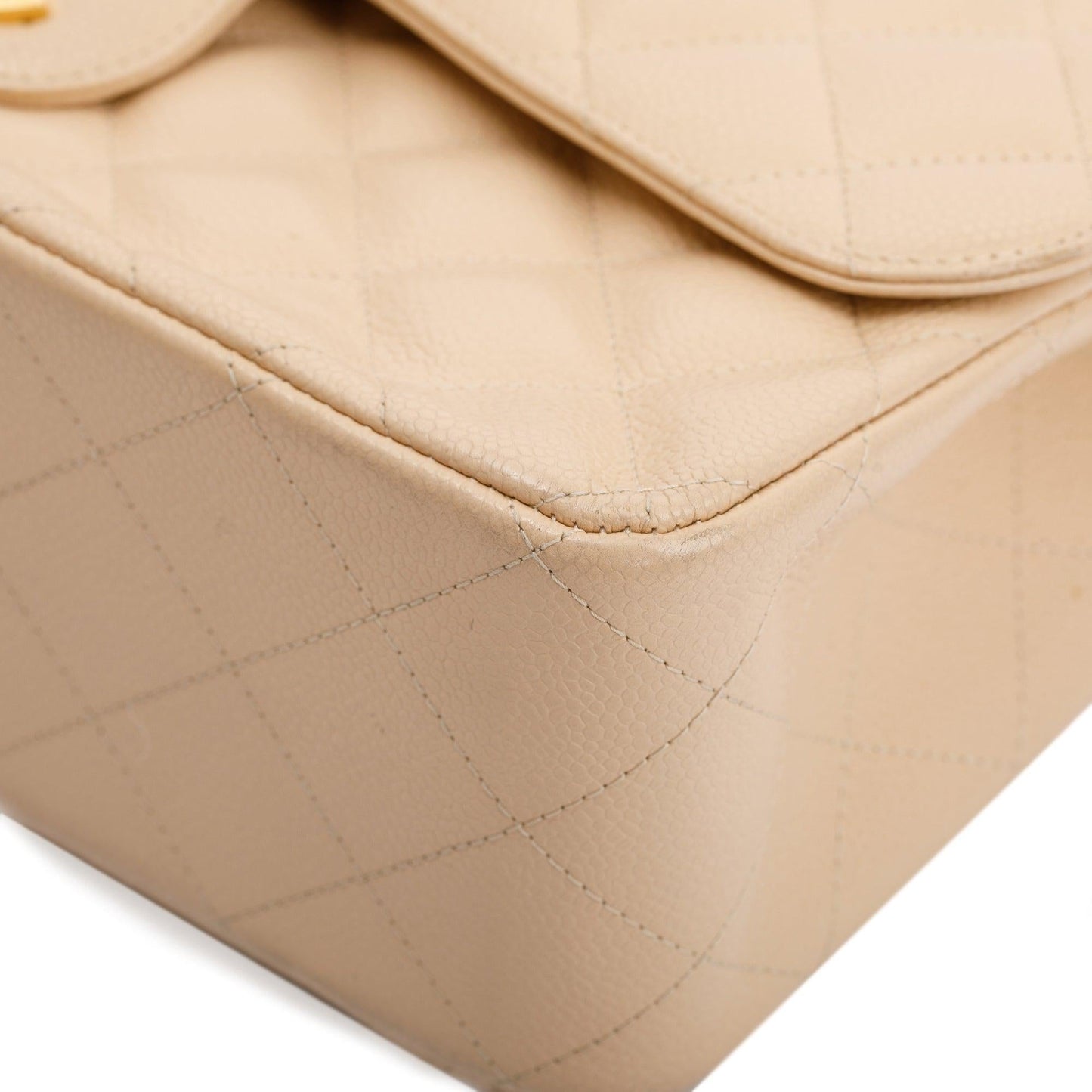 Chanel Beige Caviar Classic Jumbo Double Flap Bag