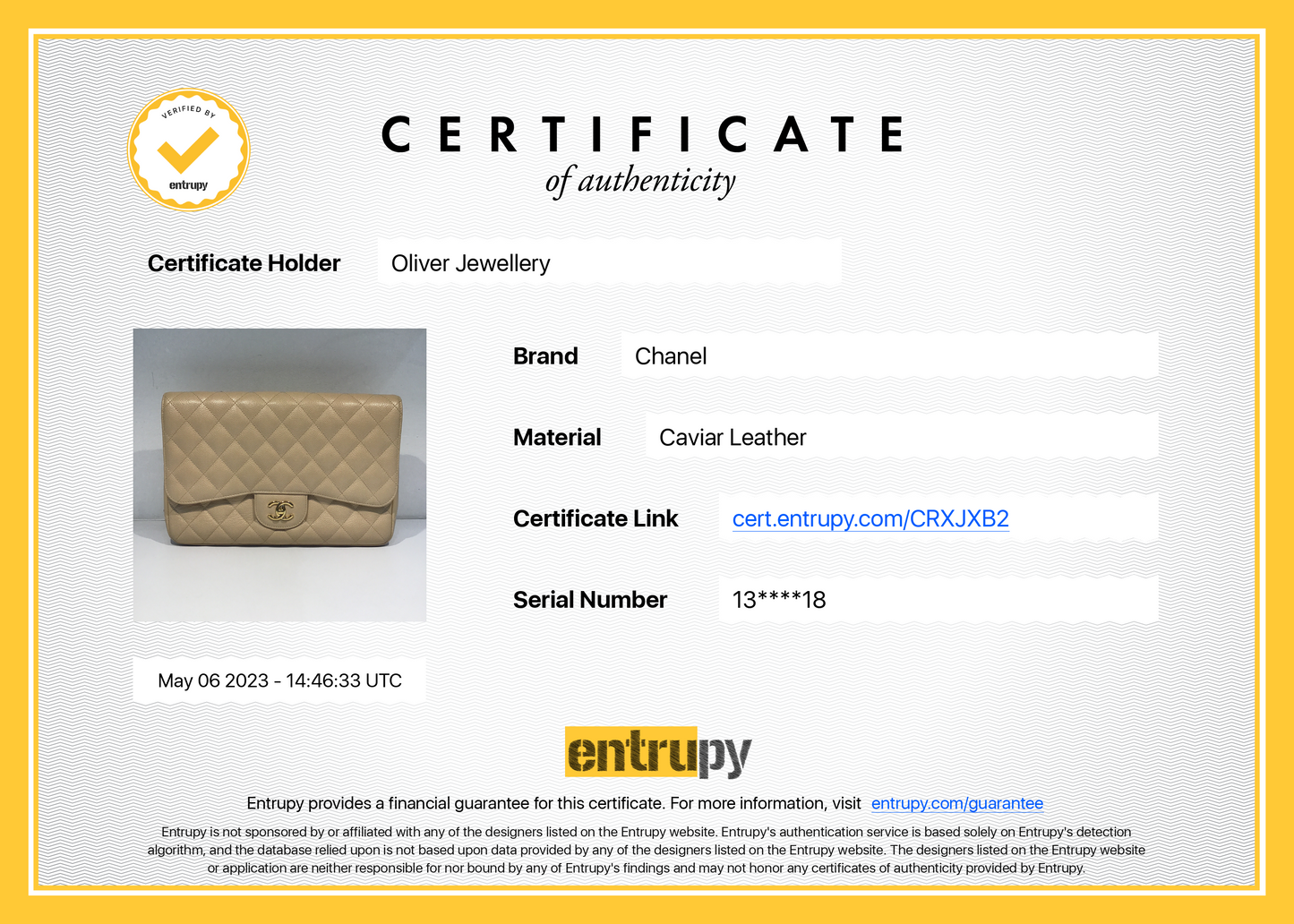 Chanel Beige Caviar Classic Jumbo Single Flap Bag
