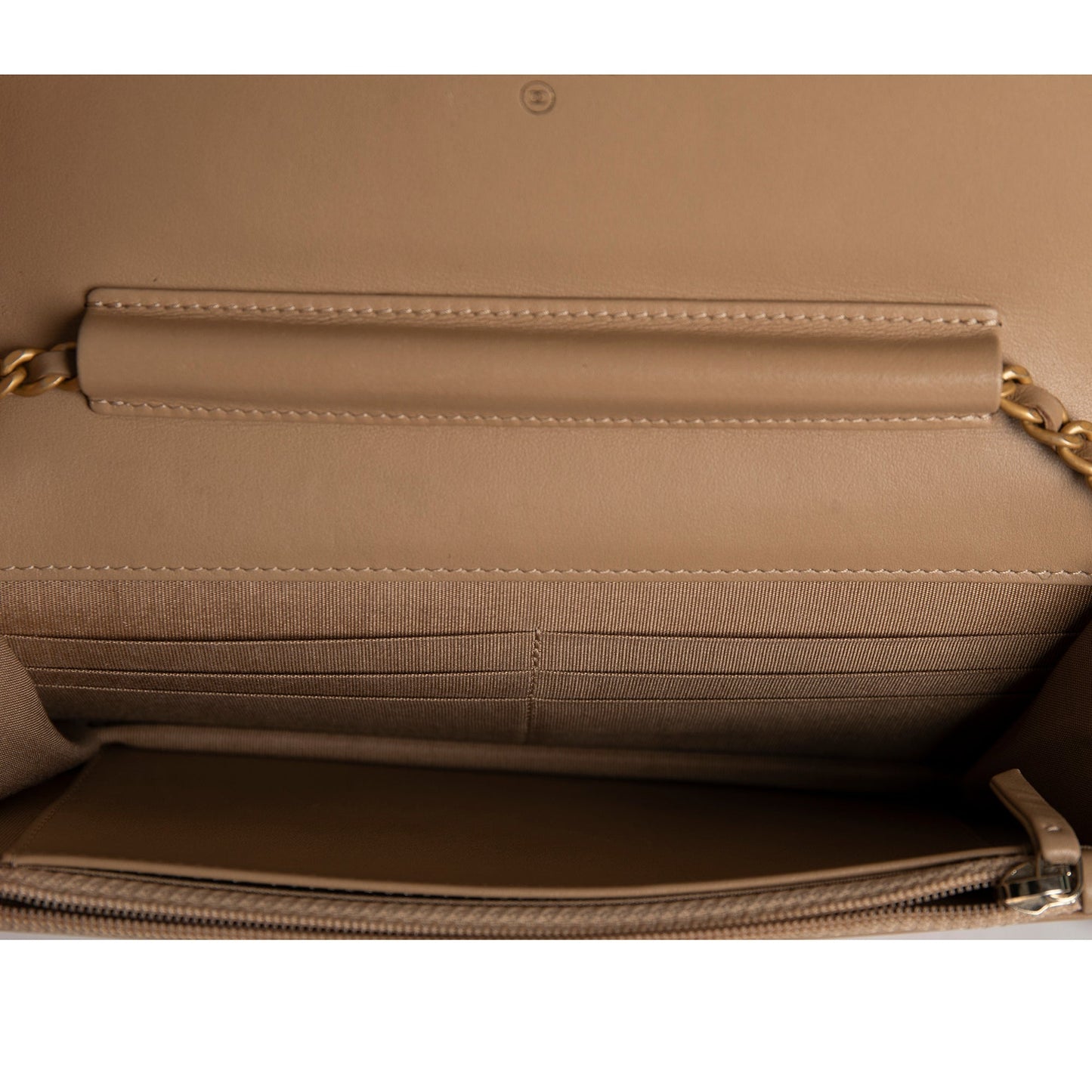 Chanel Beige Caviar Filigree Wallet on Chain