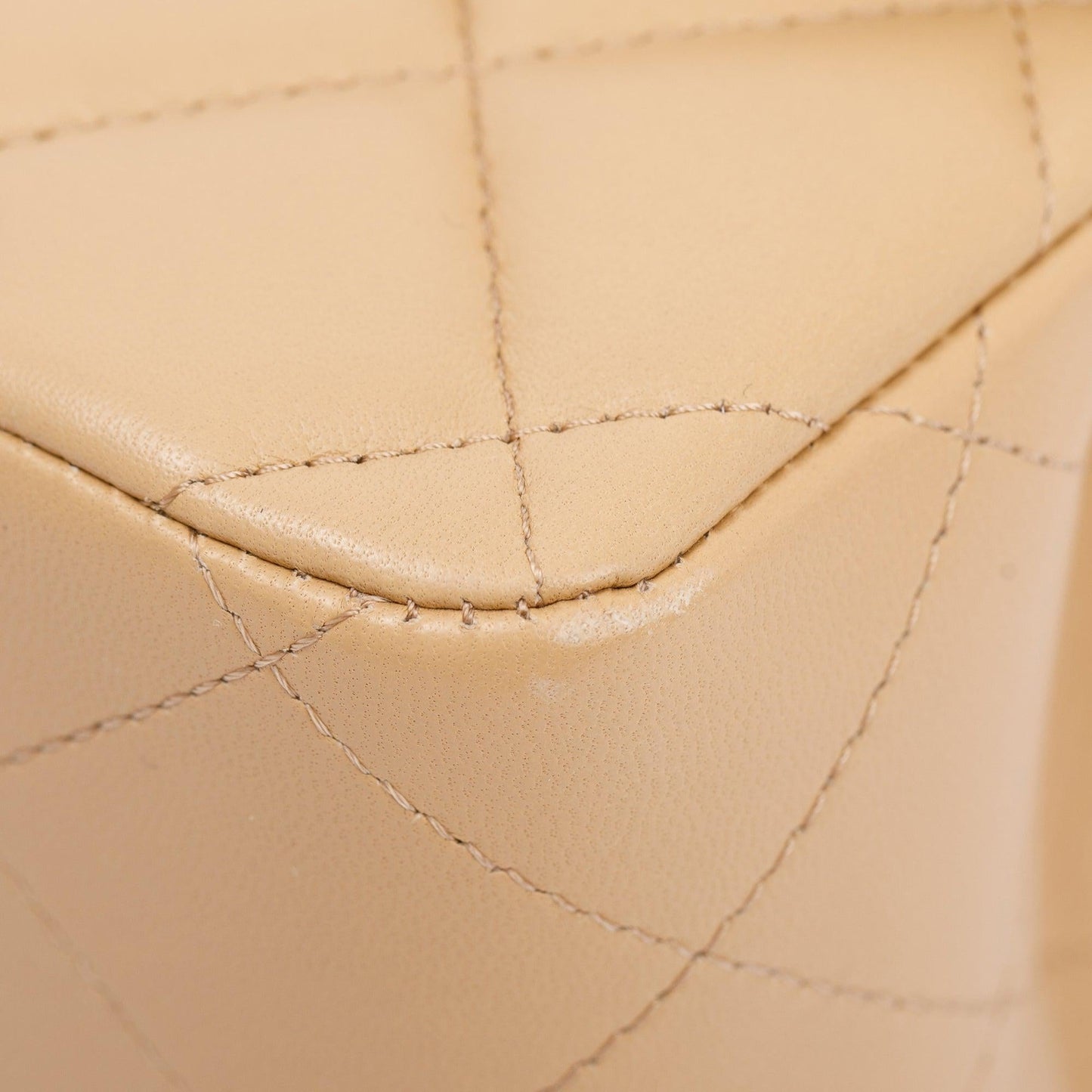 Chanel Beige Lambskin Classic Jumbo Double Flap Bag