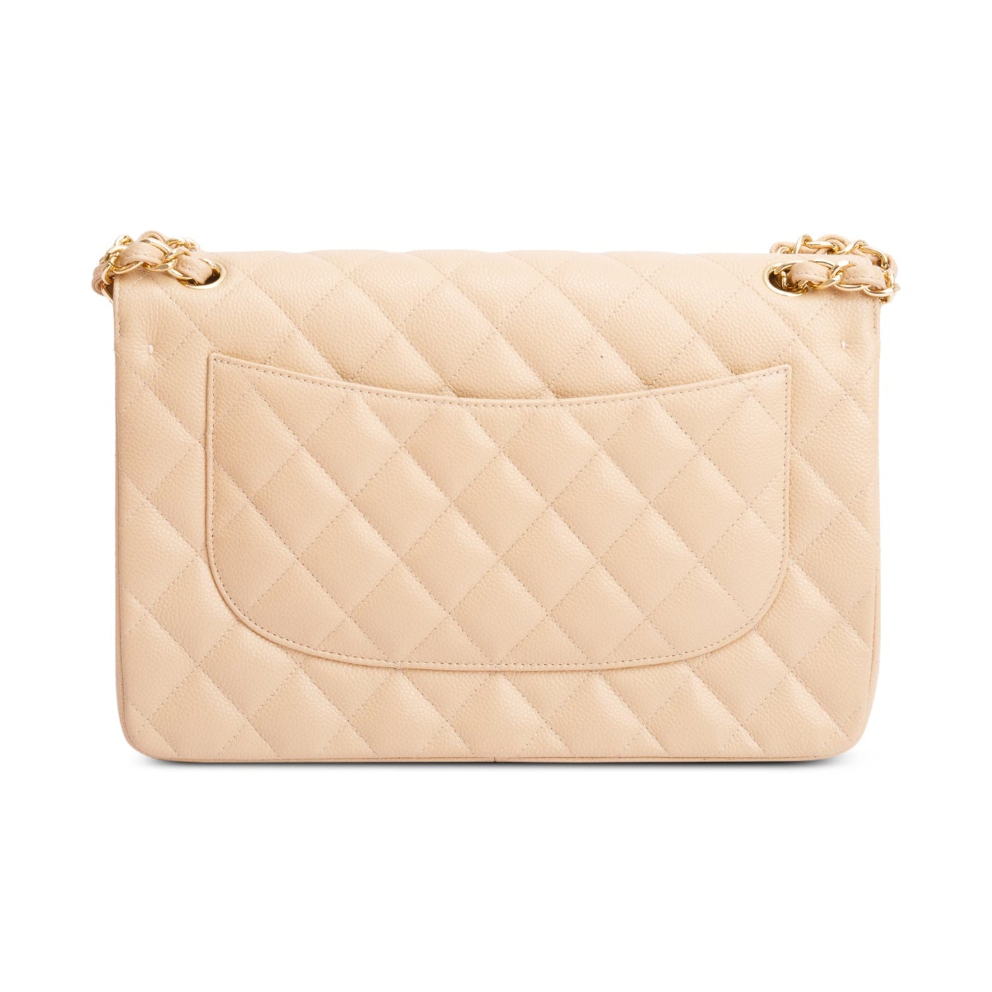 Chanel Beige Quilted Caviar Leather Classic Jumbo Double Flap Bag