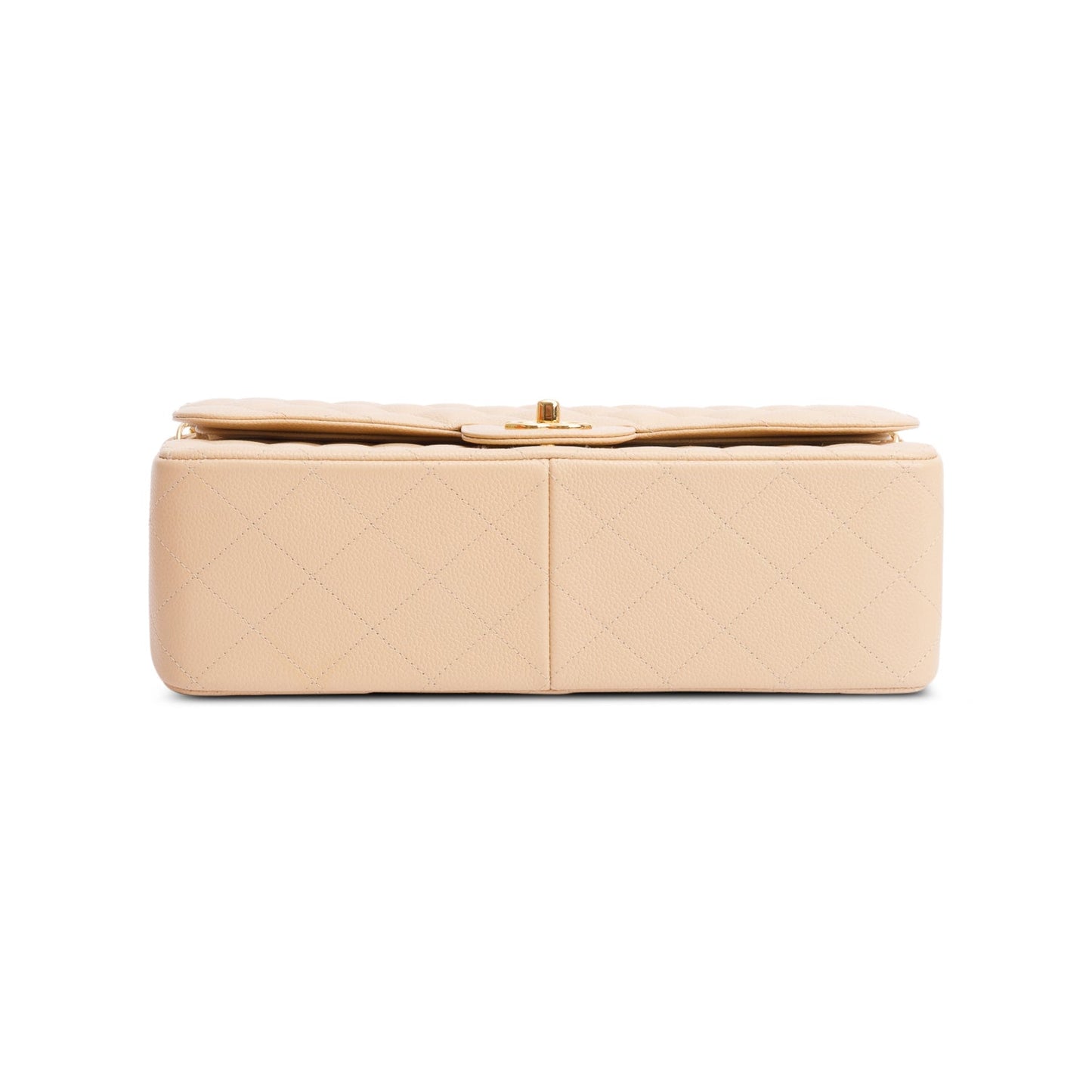 Chanel Beige Quilted Caviar Leather Classic Jumbo Double Flap Bag