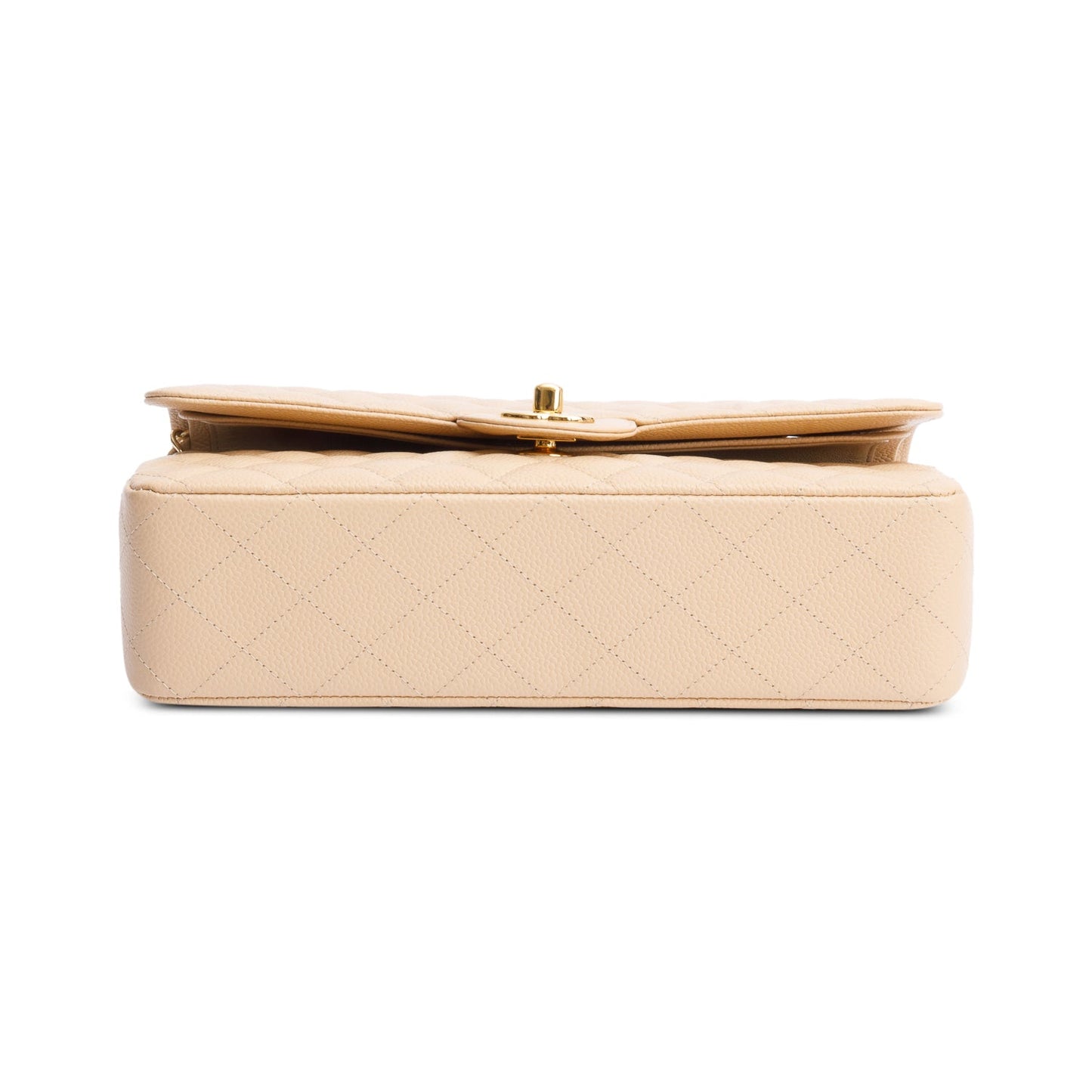 Chanel Beige Quilted Caviar Leather Classic Medium Double Flap Bag