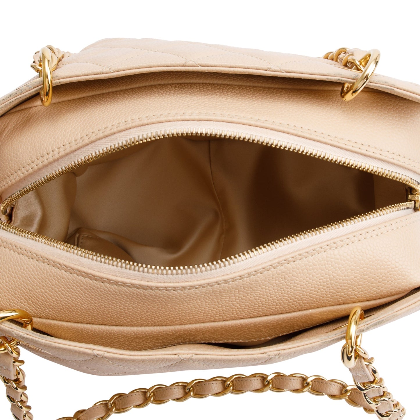 Chanel Beige Quilted Caviar Leather Petit Timeless Tote
