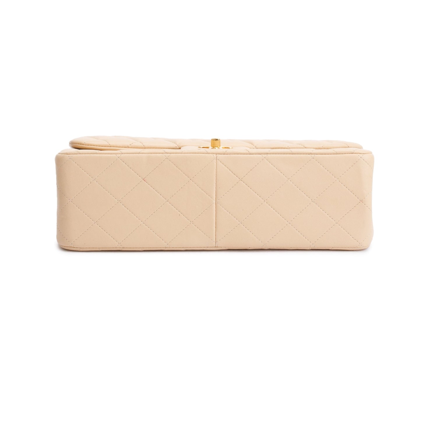 Chanel Beige Quilted Lambskin Leather Classic Jumbo Double Flap Bag