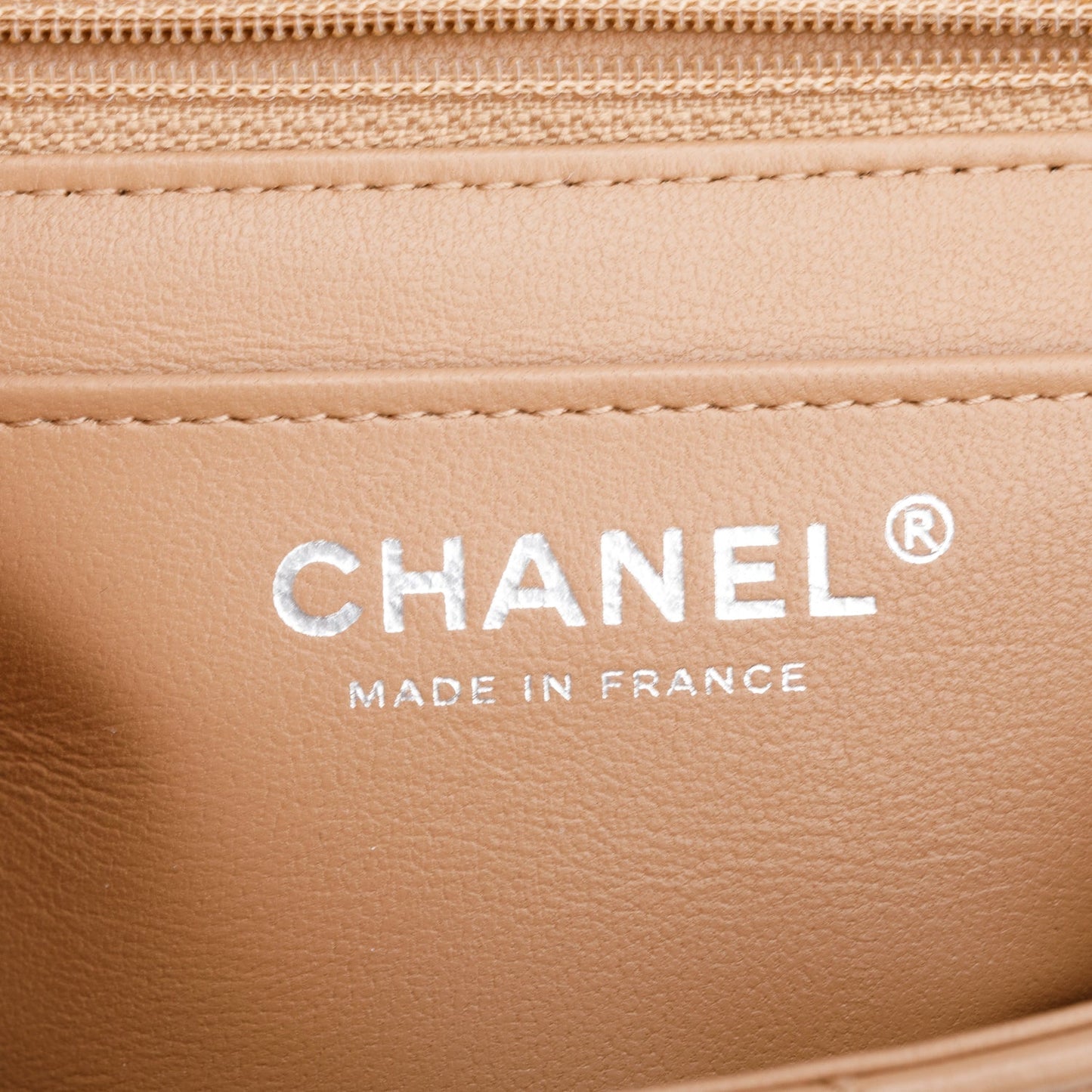 Chanel Beige Quilted Lambskin Leather Classic Mini Rectangular Flap Bag