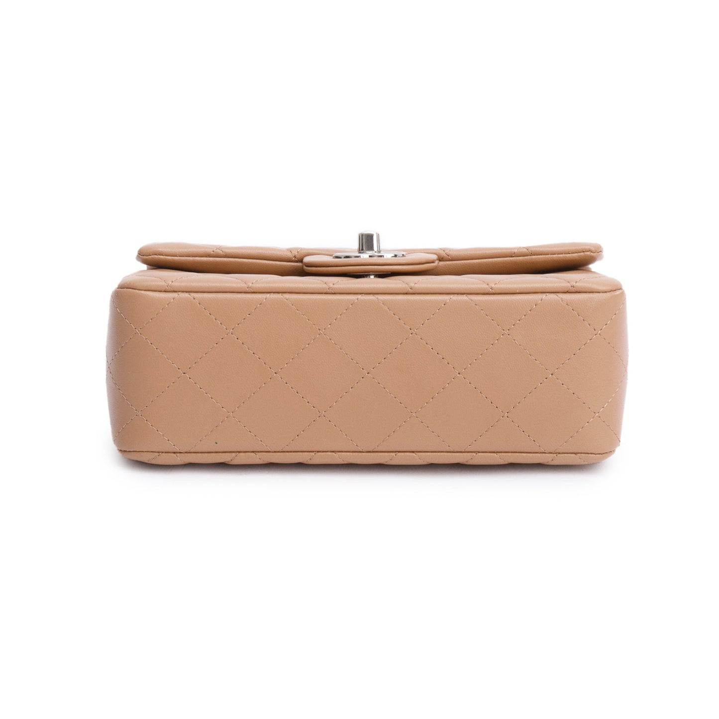 Chanel Beige Quilted Lambskin Leather Classic Mini Rectangular Flap Bag