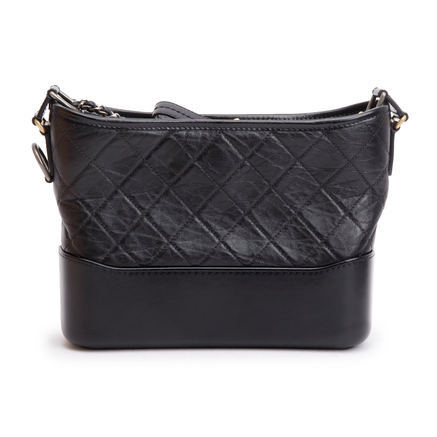 Chanel Black Aged Calfskin Leather Small Gabrielle Hobo