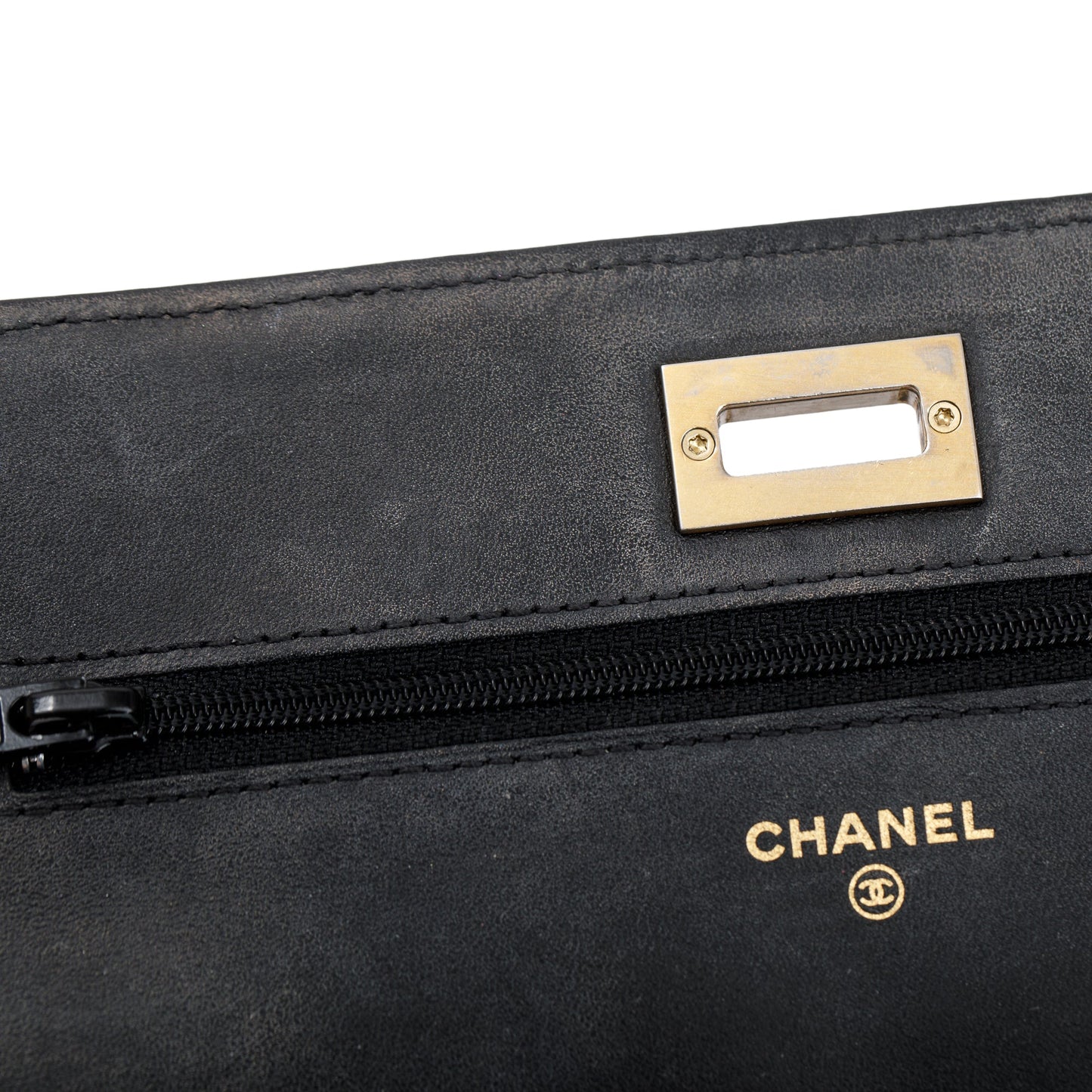 Chanel Black Aged Calfskin Leather Reissue Wallet on Chain