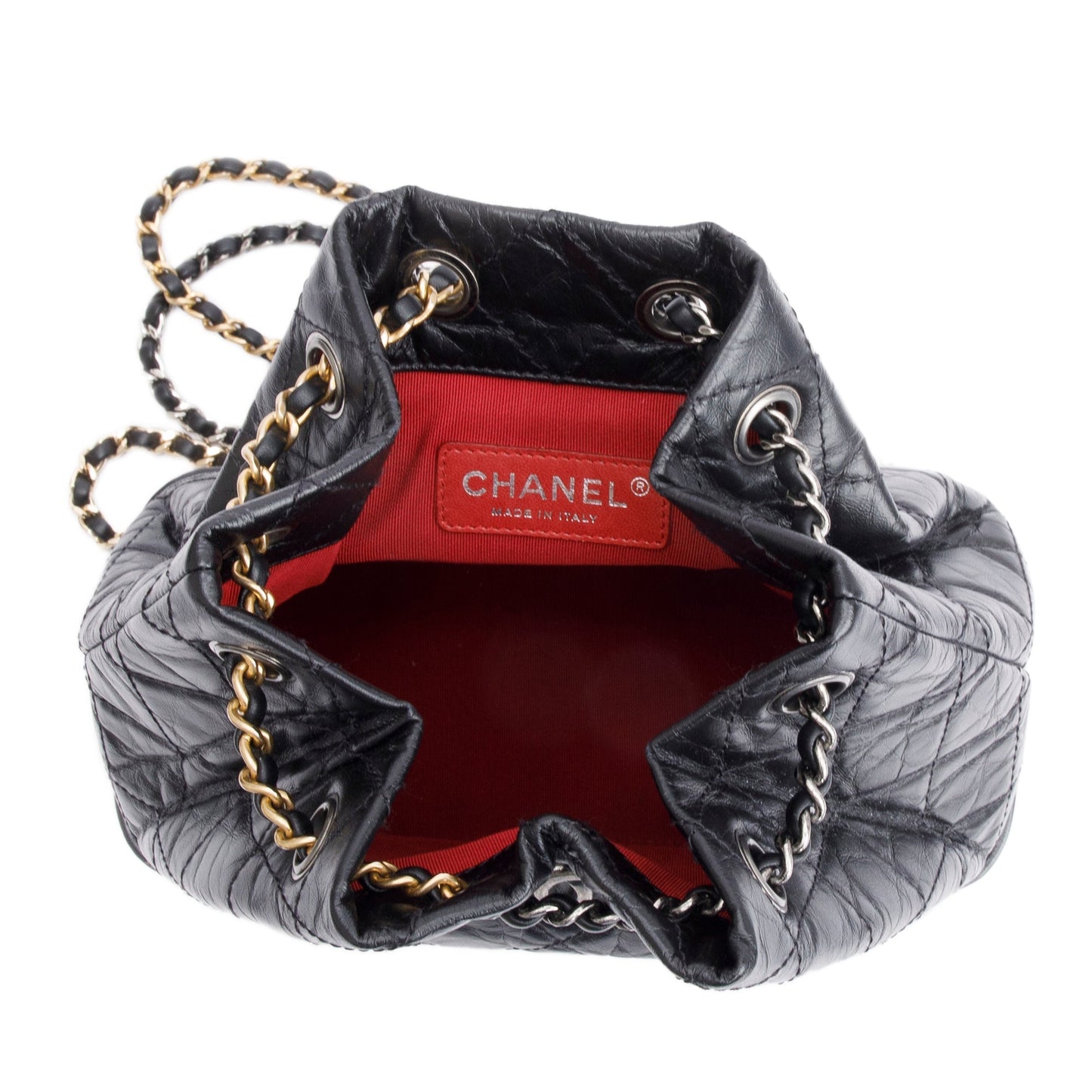 Chanel Black Aged Calfskin Leather Small Gabrielle Backpack