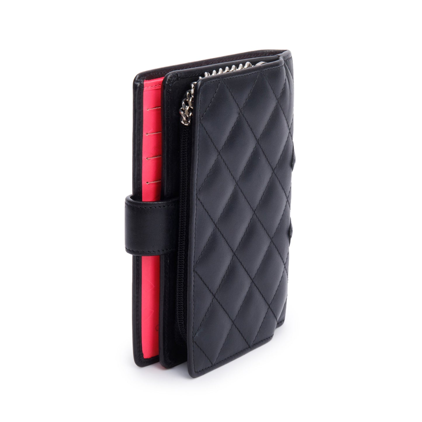 Chanel Black Calfskin Leather Ligne Cambon Compact Wallet
