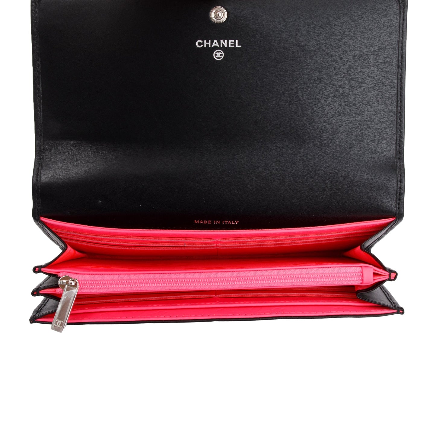 Chanel Black Calfskin Leather Ligne Cambon Continental Flap Wallet