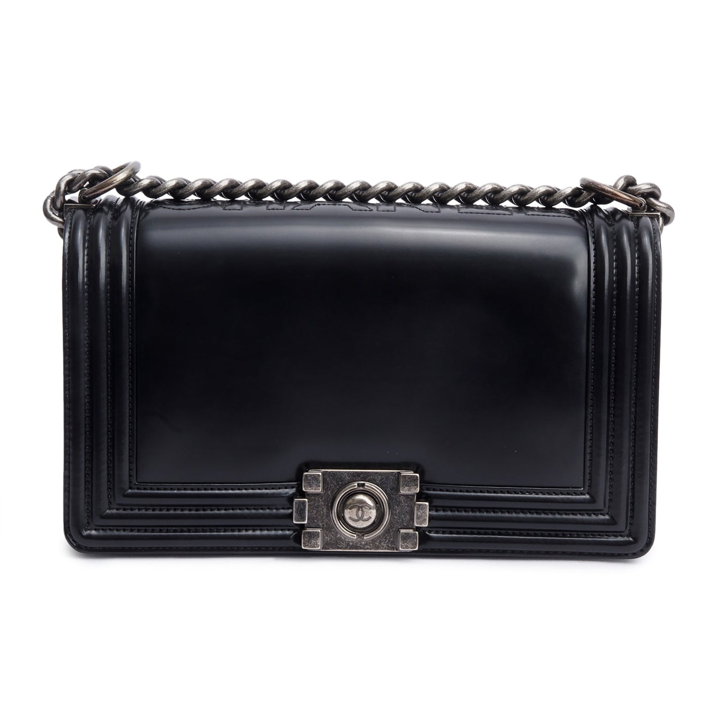 Chanel Black Calfskin Leather Medium Original Clasp Boy Bag