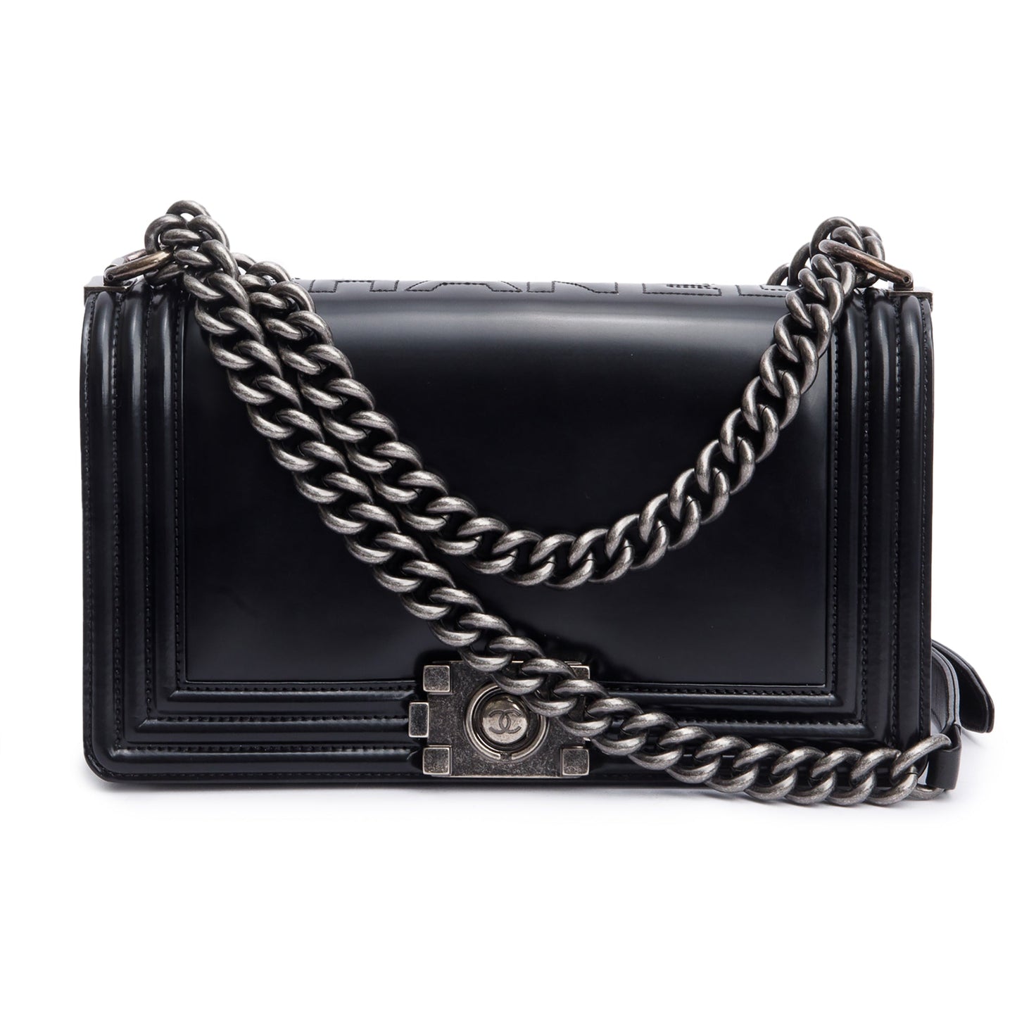 Chanel Black Calfskin Leather Medium Original Clasp Boy Bag