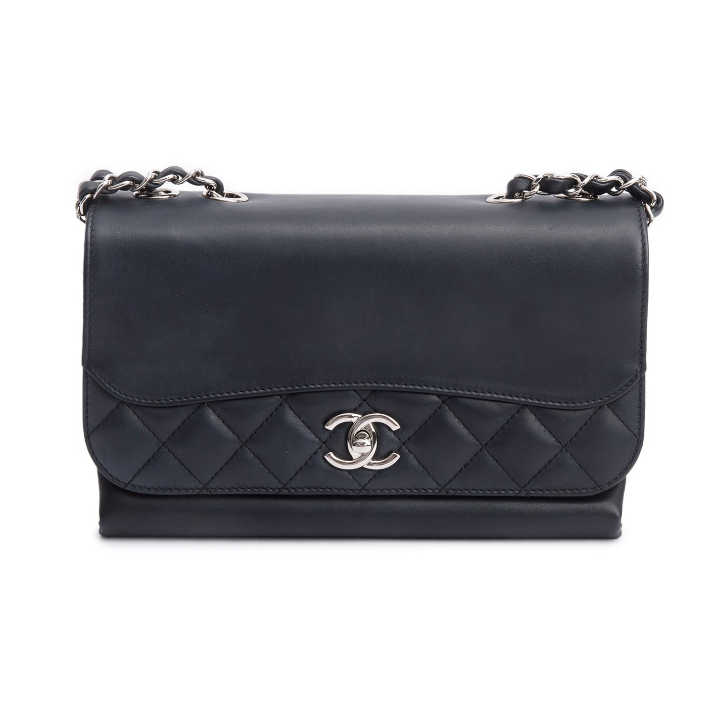 Chanel Black Calfskin Leather Small Tramezzo Flap Bag