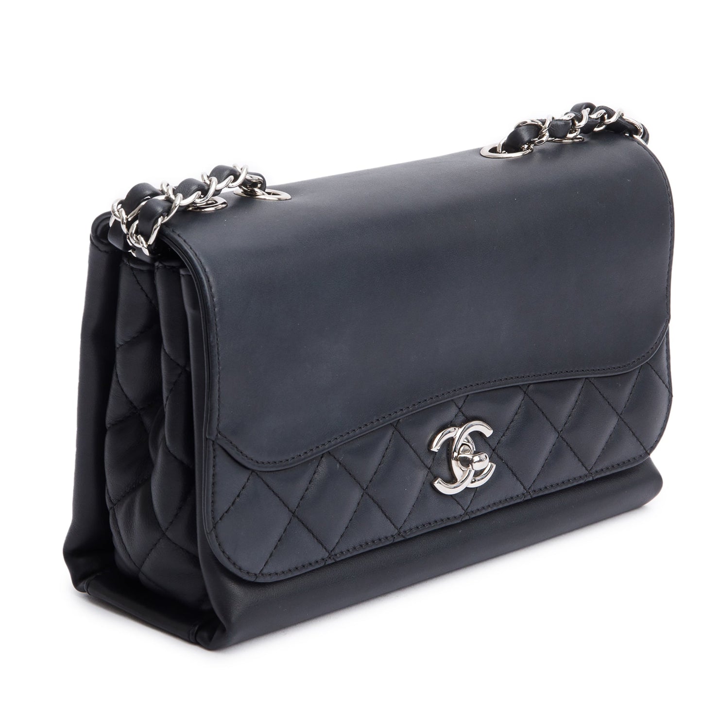 Chanel Black Calfskin Leather Small Tramezzo Flap Bag