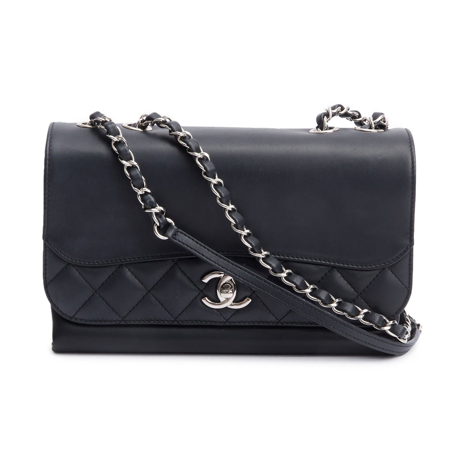 Chanel Black Calfskin Leather Small Tramezzo Flap Bag