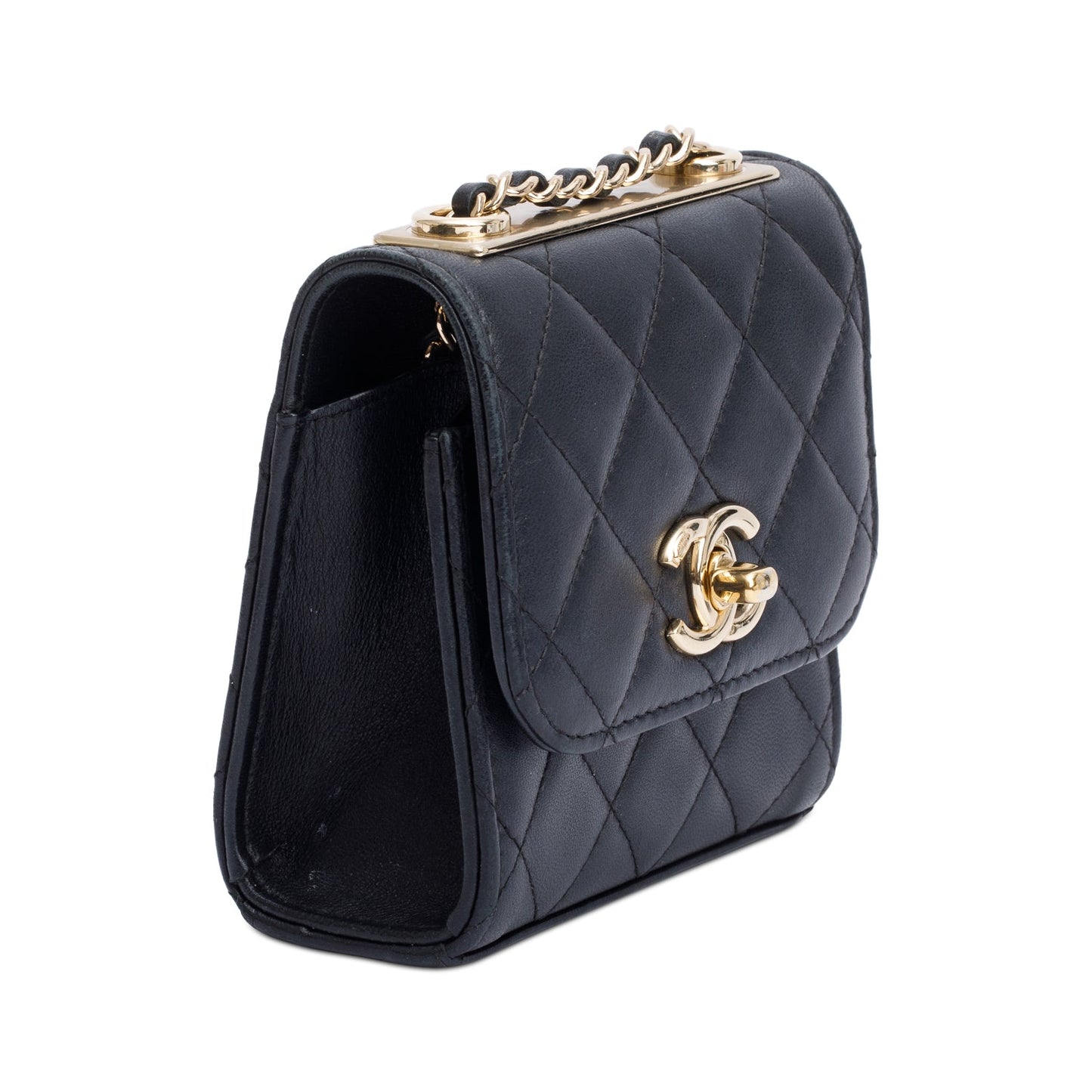 Chanel Black Calfskin Leather Trendy CC Micro Flap Bag