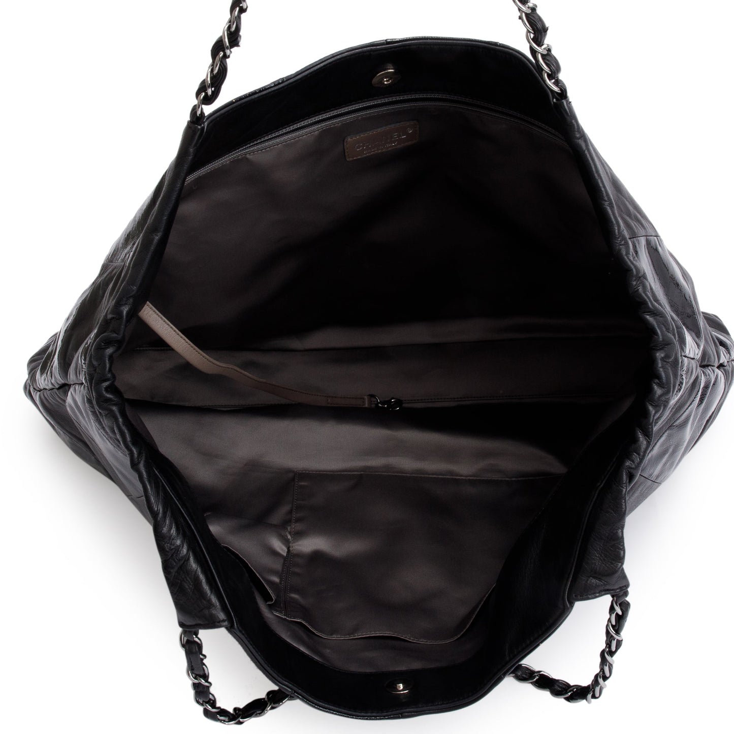 Chanel Black Calfskin/Patent Leather Brooklyn Tote Bag