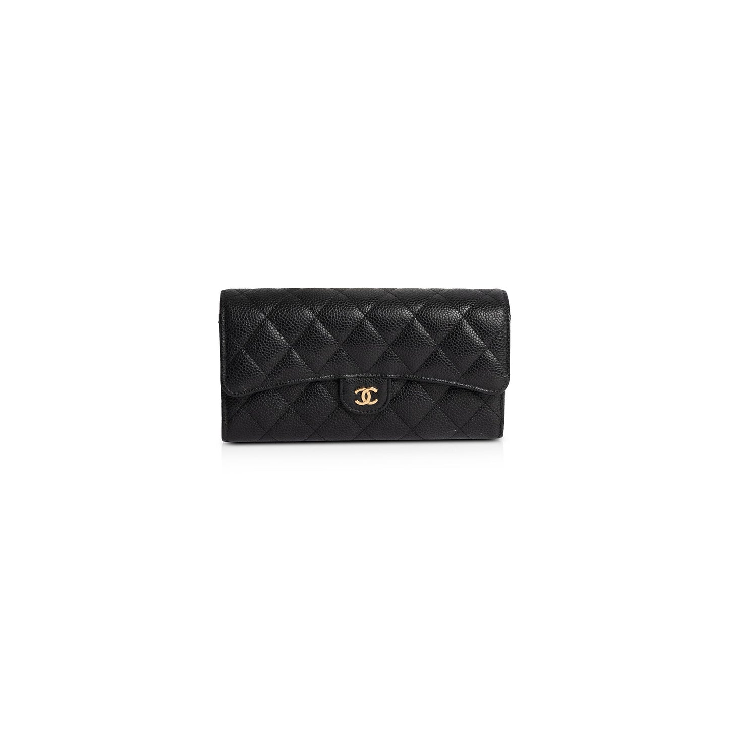 Chanel Black Caviar Classic Long Flap Wallet