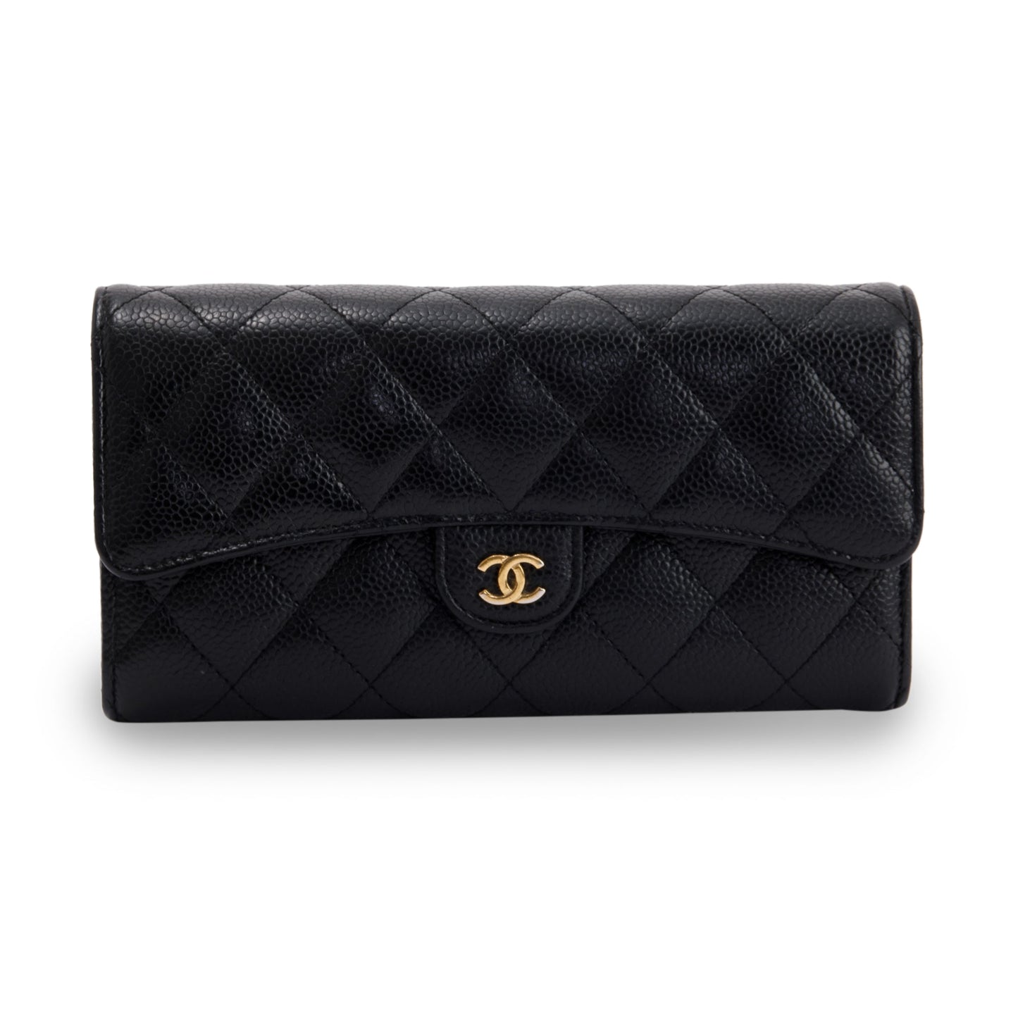 Chanel Black Caviar Classic Long Flap Wallet