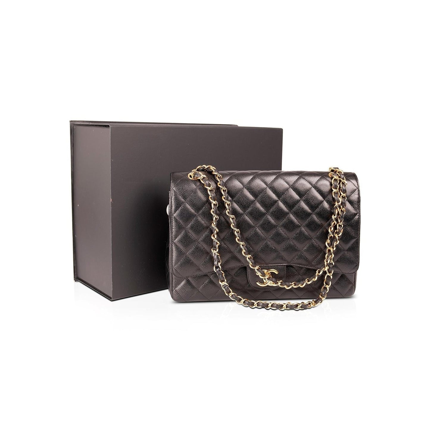 Chanel Black Caviar Classic Maxi Double Flap Bag