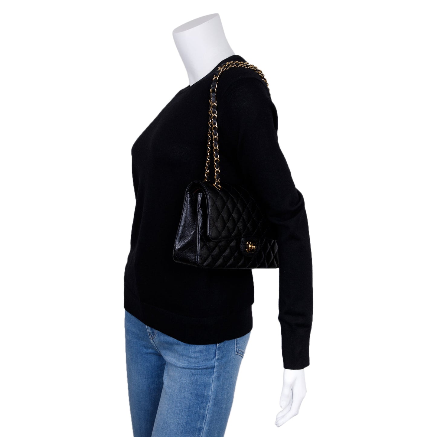 Chanel Black Caviar Classic Medium Double Flap Bag