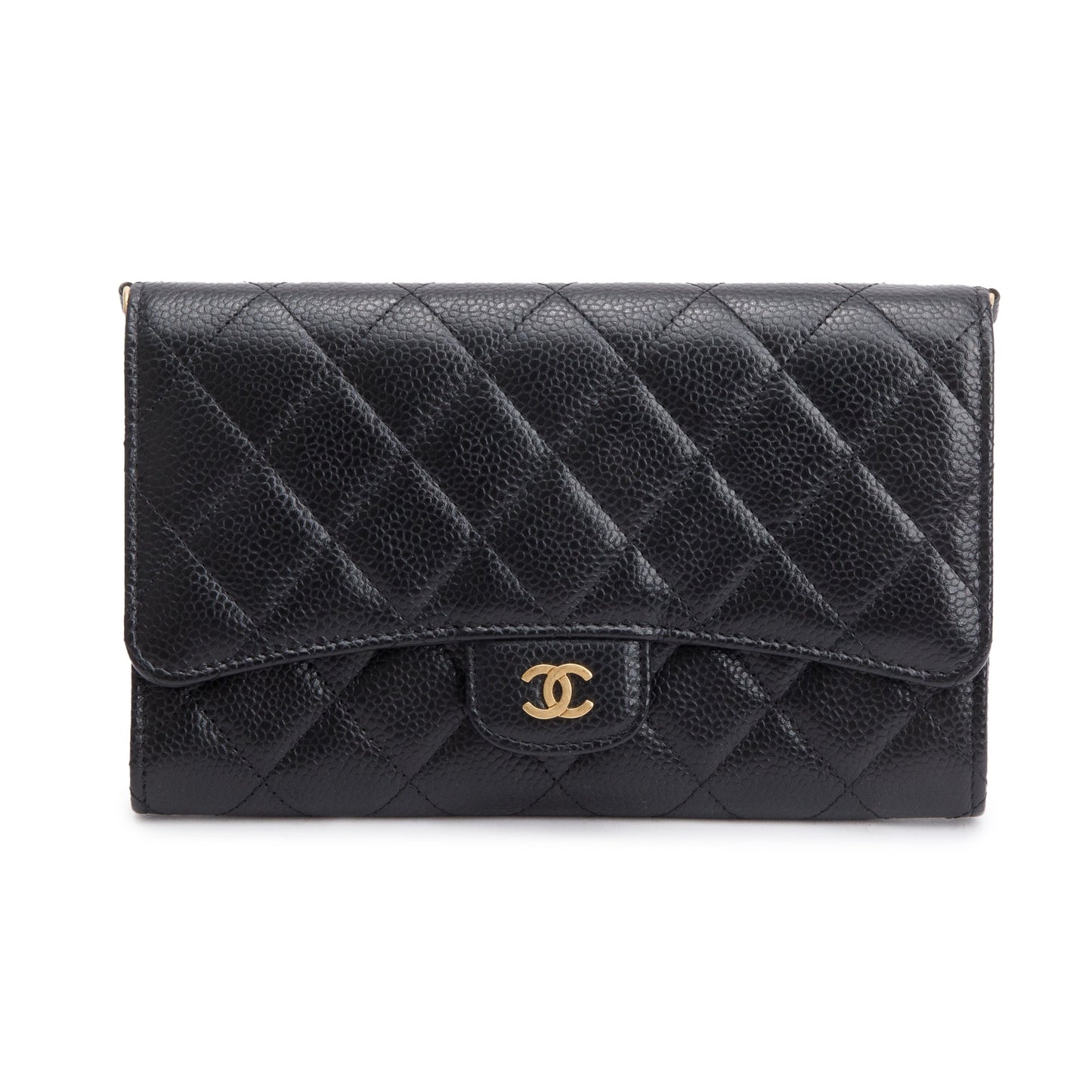 Chanel Black Caviar Detachable Chain Clutch Bag