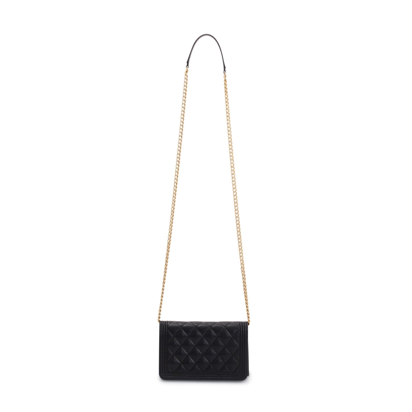 Chanel Black Caviar Leather Boy Wallet on Chain