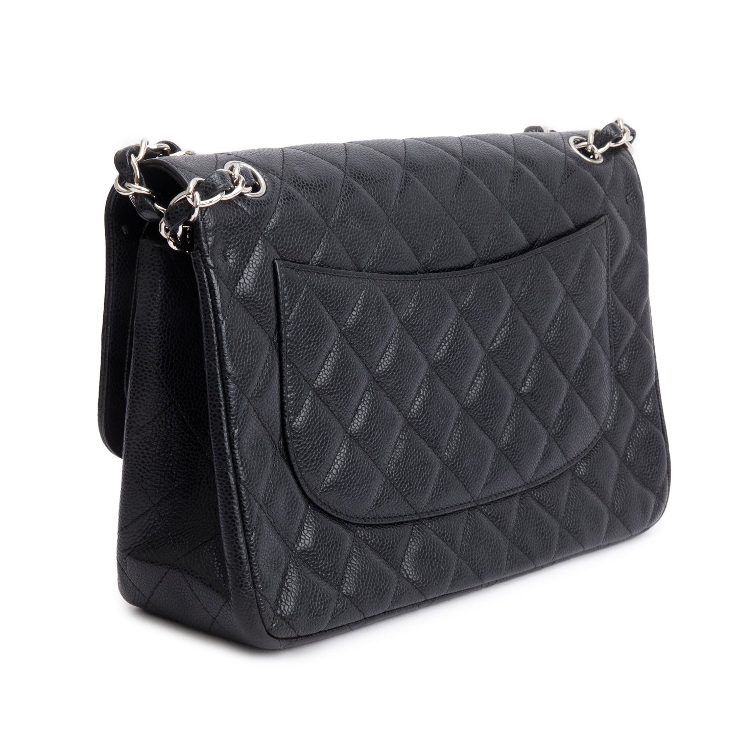 Chanel Black Caviar Leather Classic Jumbo Double Flap Bag