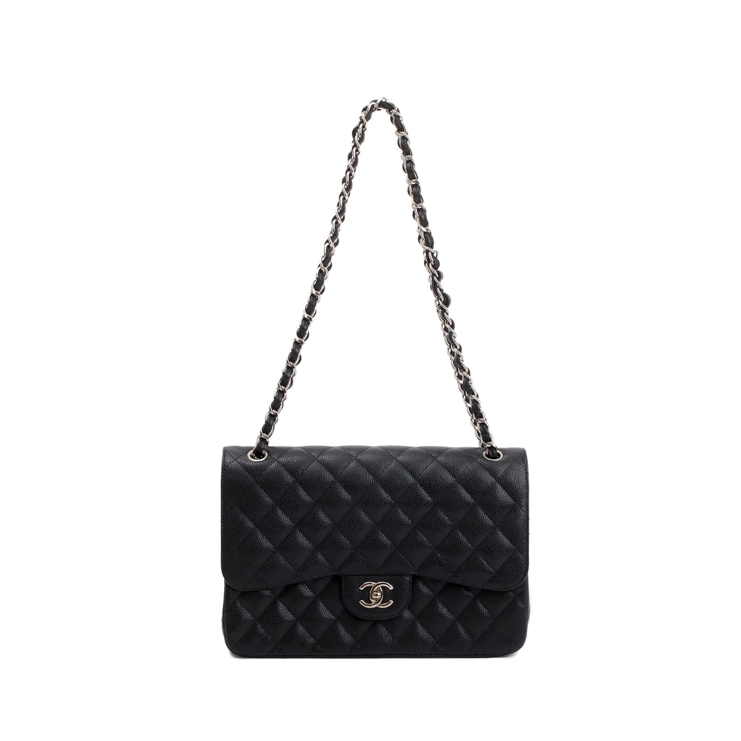 Chanel Black Caviar Leather Classic Jumbo Double Flap Bag