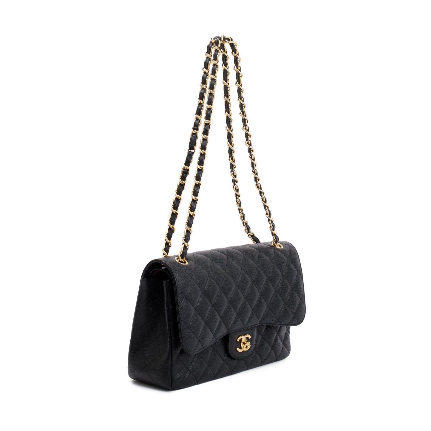Chanel Black Caviar Leather Classic Jumbo Double Flap Bag