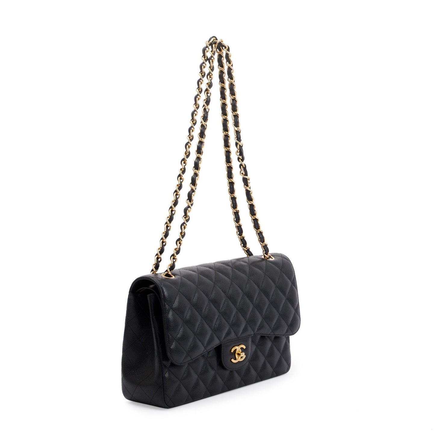 Chanel Black Caviar Leather Classic Jumbo Double Flap Bag