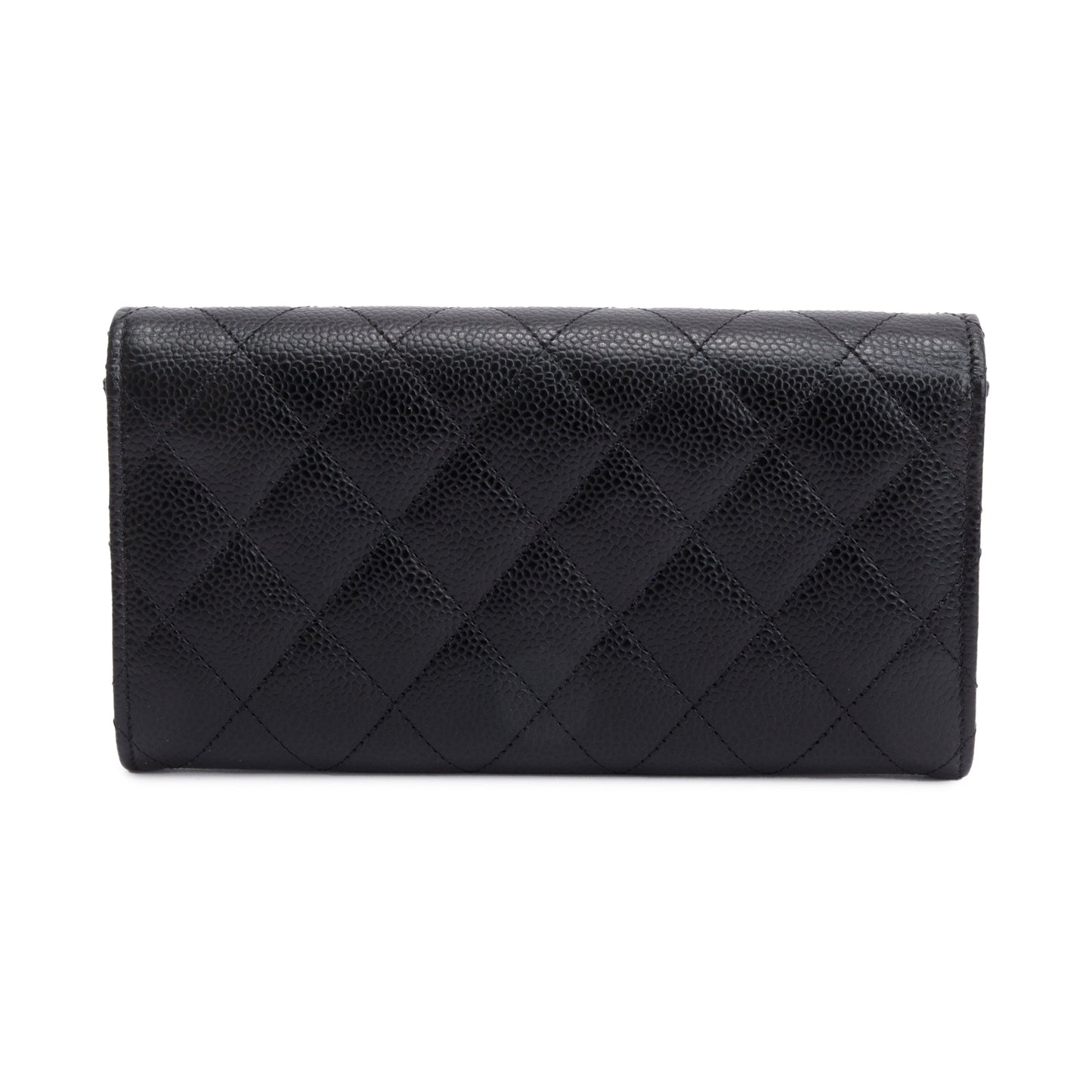 Chanel Black Caviar Leather Classic Long Flap Wallet